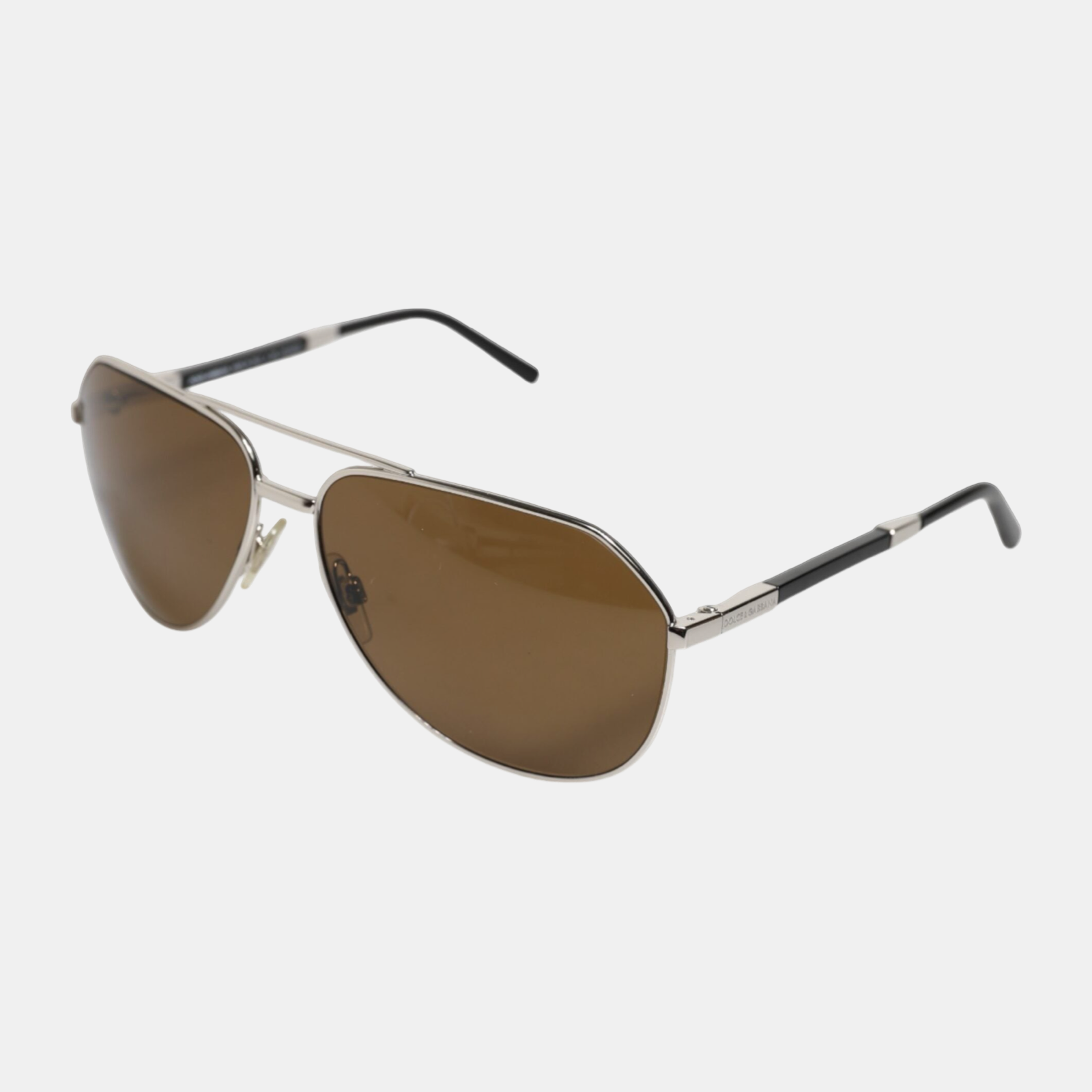 Dolce & Gabbana DG2073 Silver Steel Classic Pilot Brown Lens Sunglasses