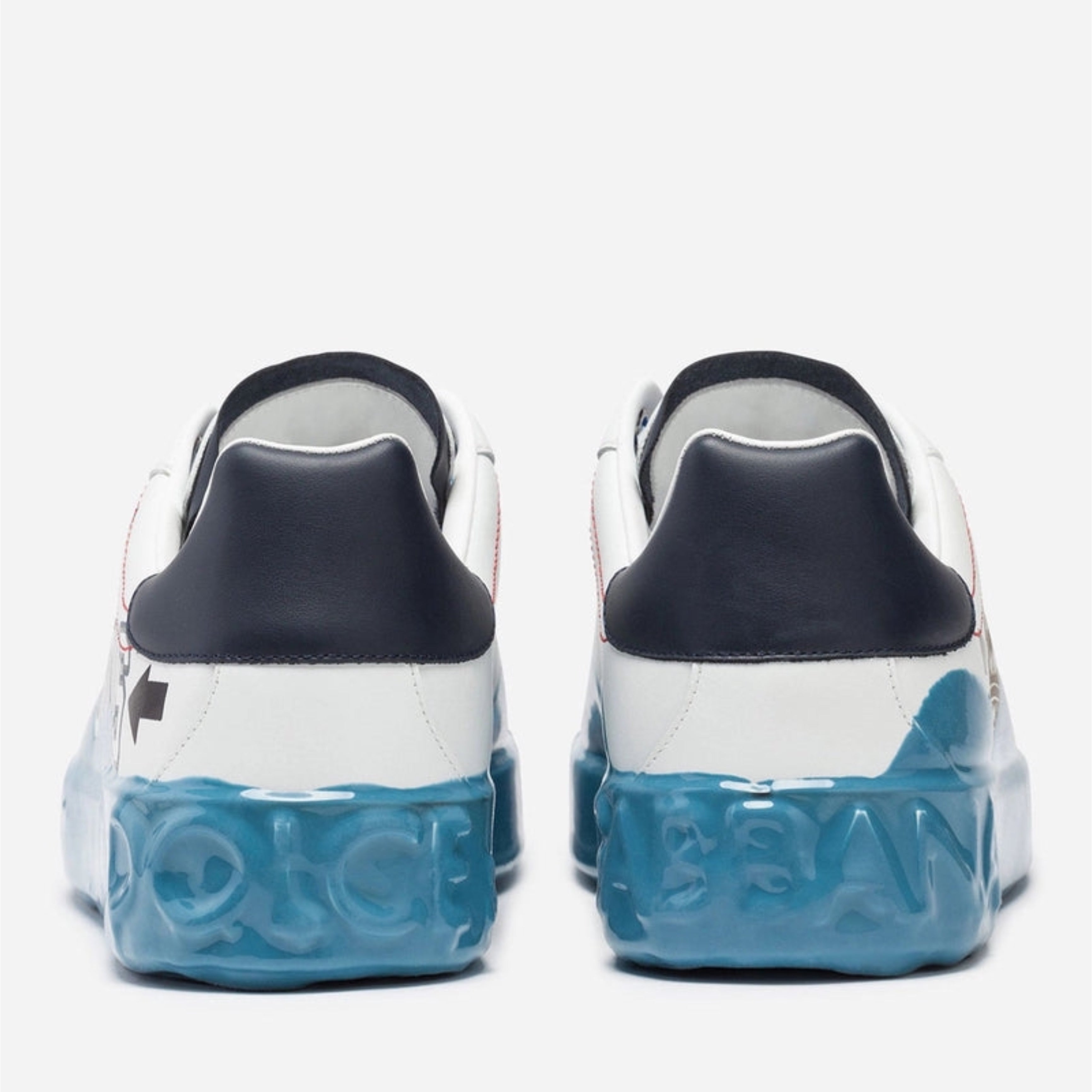 Дамски луксозни кецове Dolce & Gabbana White and Light Blue Printed Portofino Melt Sneakers 