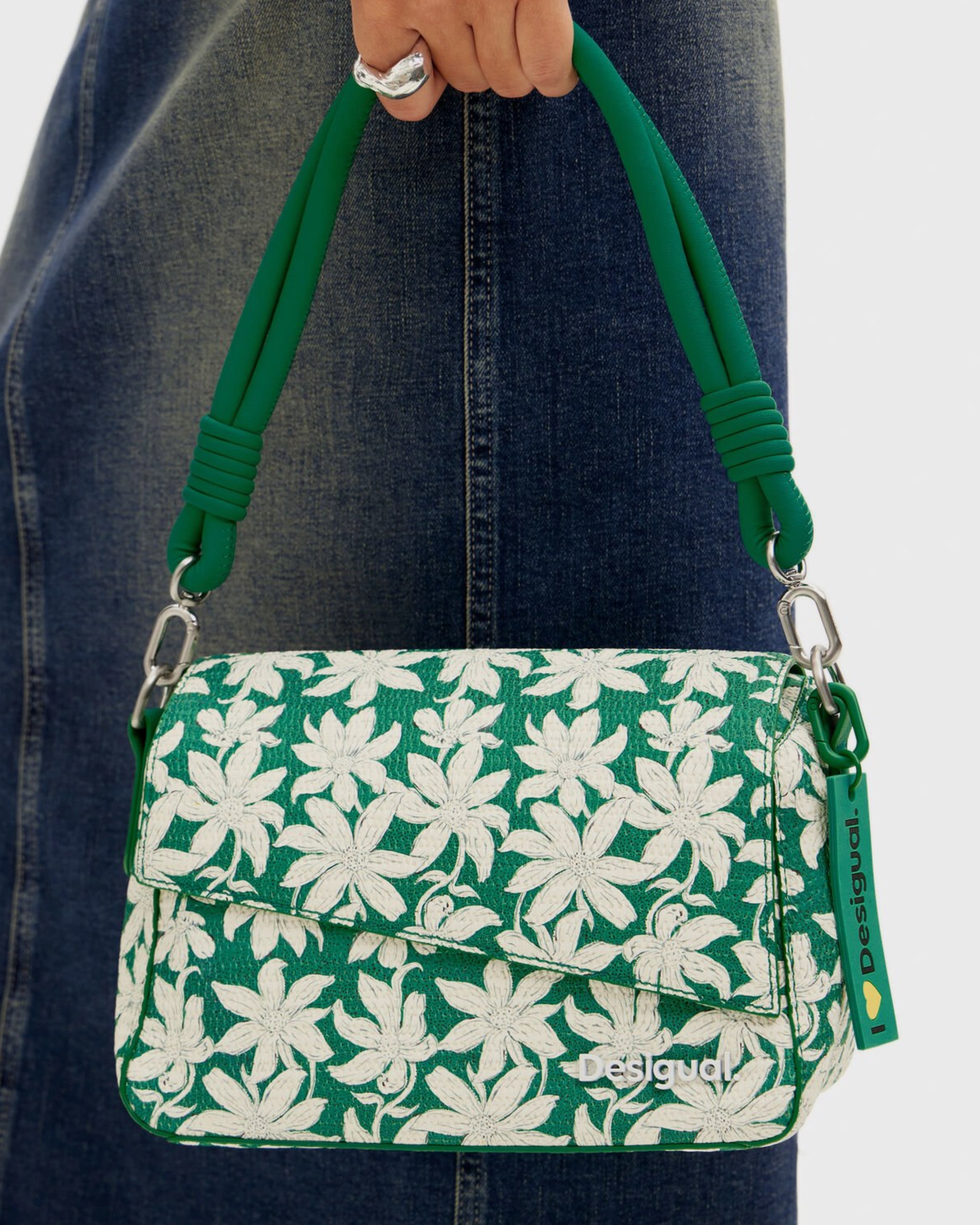 Дамска чанта за рамо с флорални мотиви Women’s S textured floral shoulder bag Desigual 24SAXP164014U Green