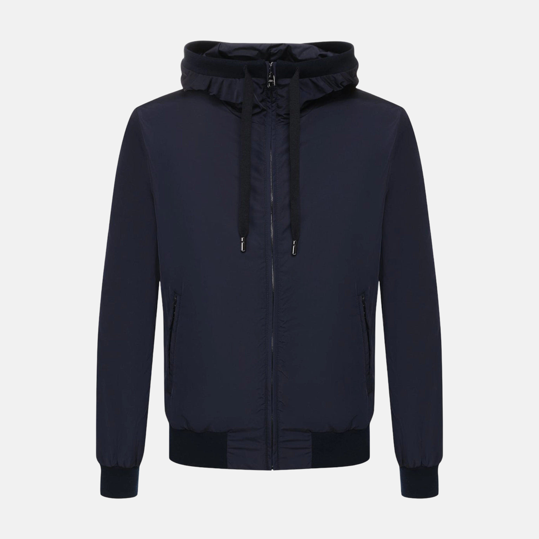 Мъжко горнище Dolce & Gabbana Elegant Blue Hooded Sweatshirt with Zip Closure