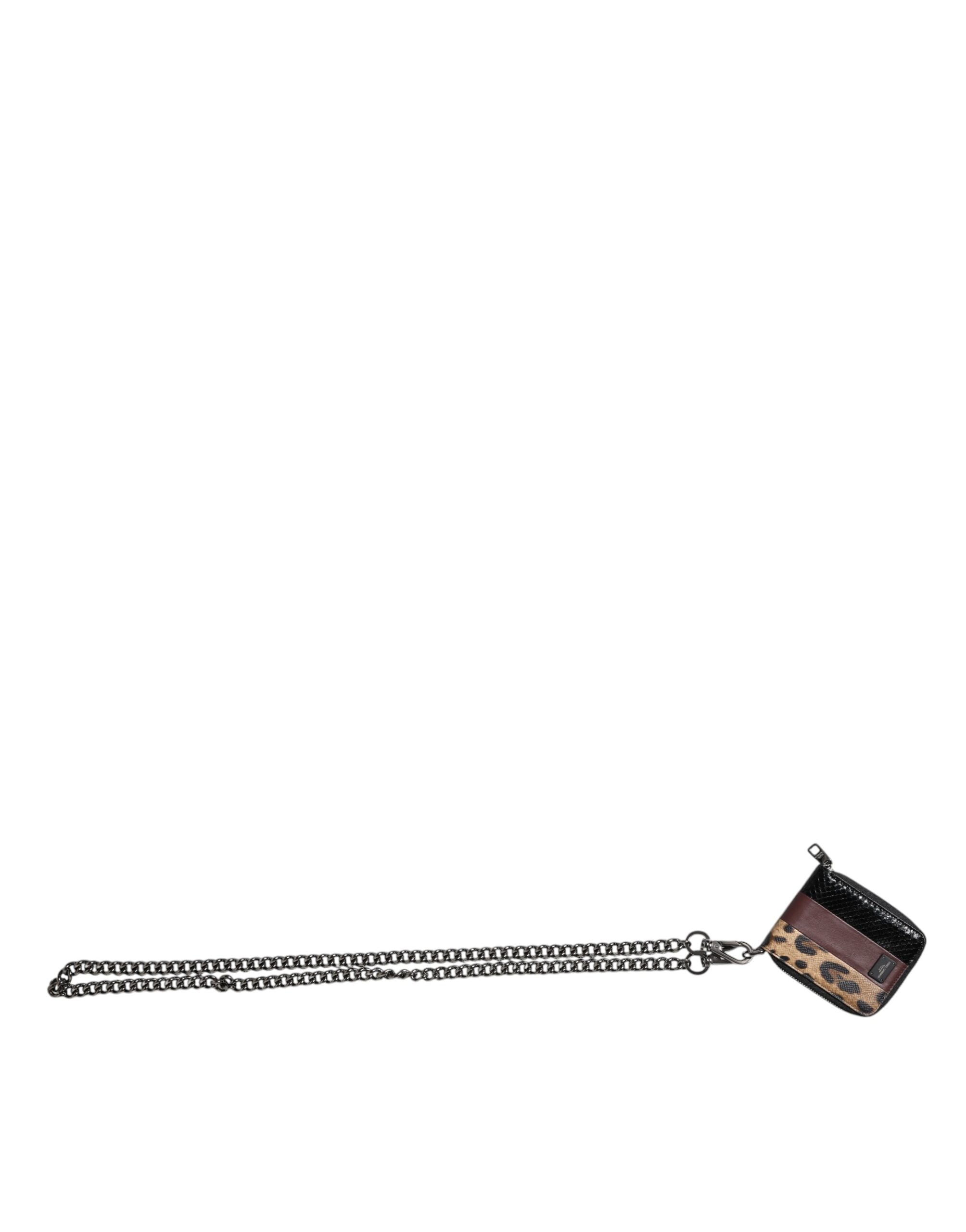 Dolce &amp; Gabbana Multicolor Leopard Leather DG Bifold Card Holder Портфейл