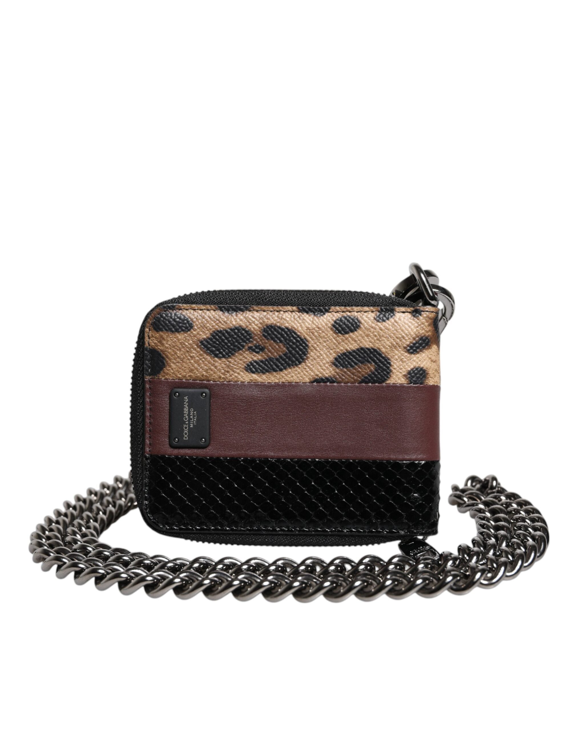 Dolce &amp; Gabbana Multicolor Leopard Leather DG Bifold Card Holder Портфейл