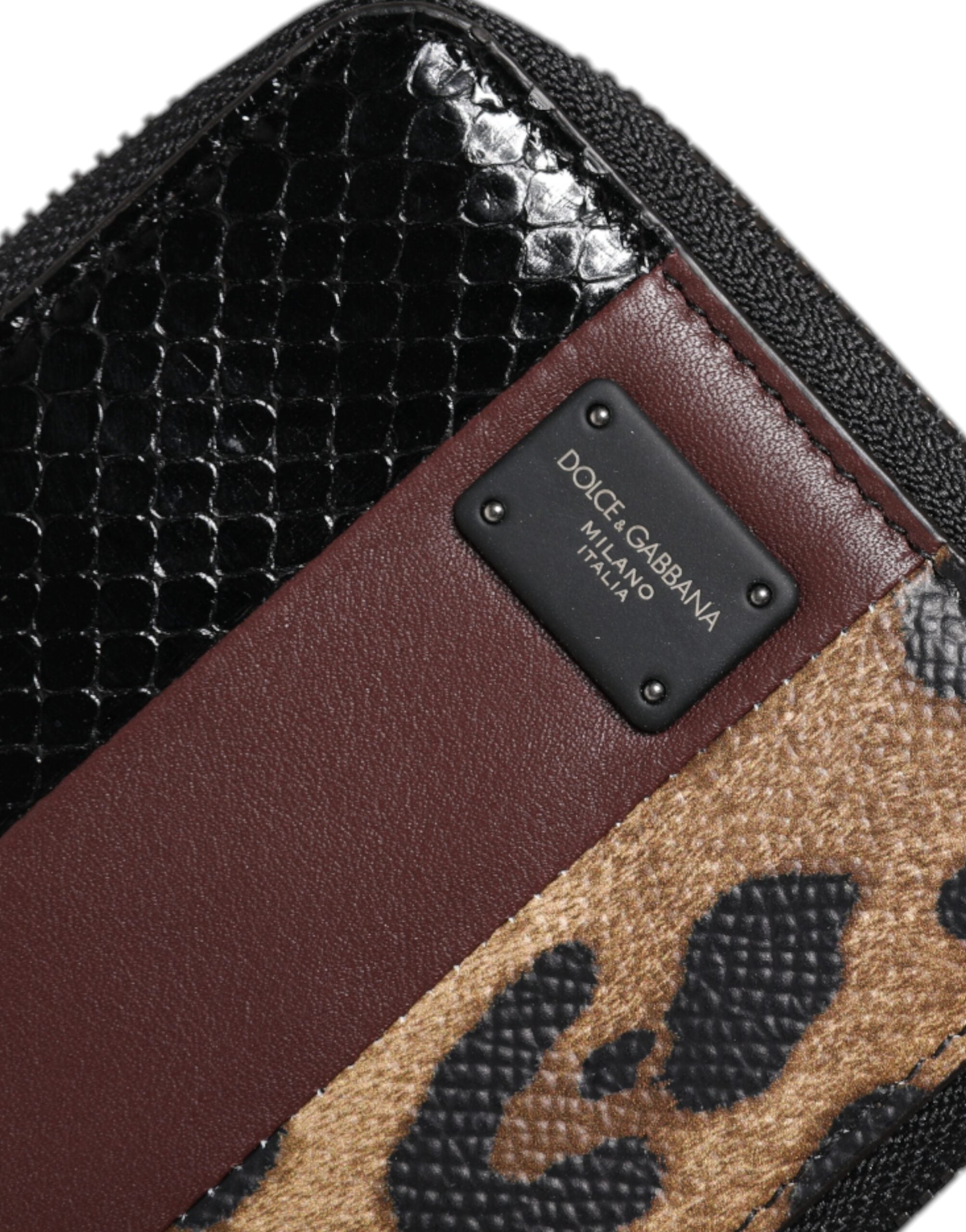 Dolce &amp; Gabbana Multicolor Leopard Leather DG Bifold Card Holder Портфейл