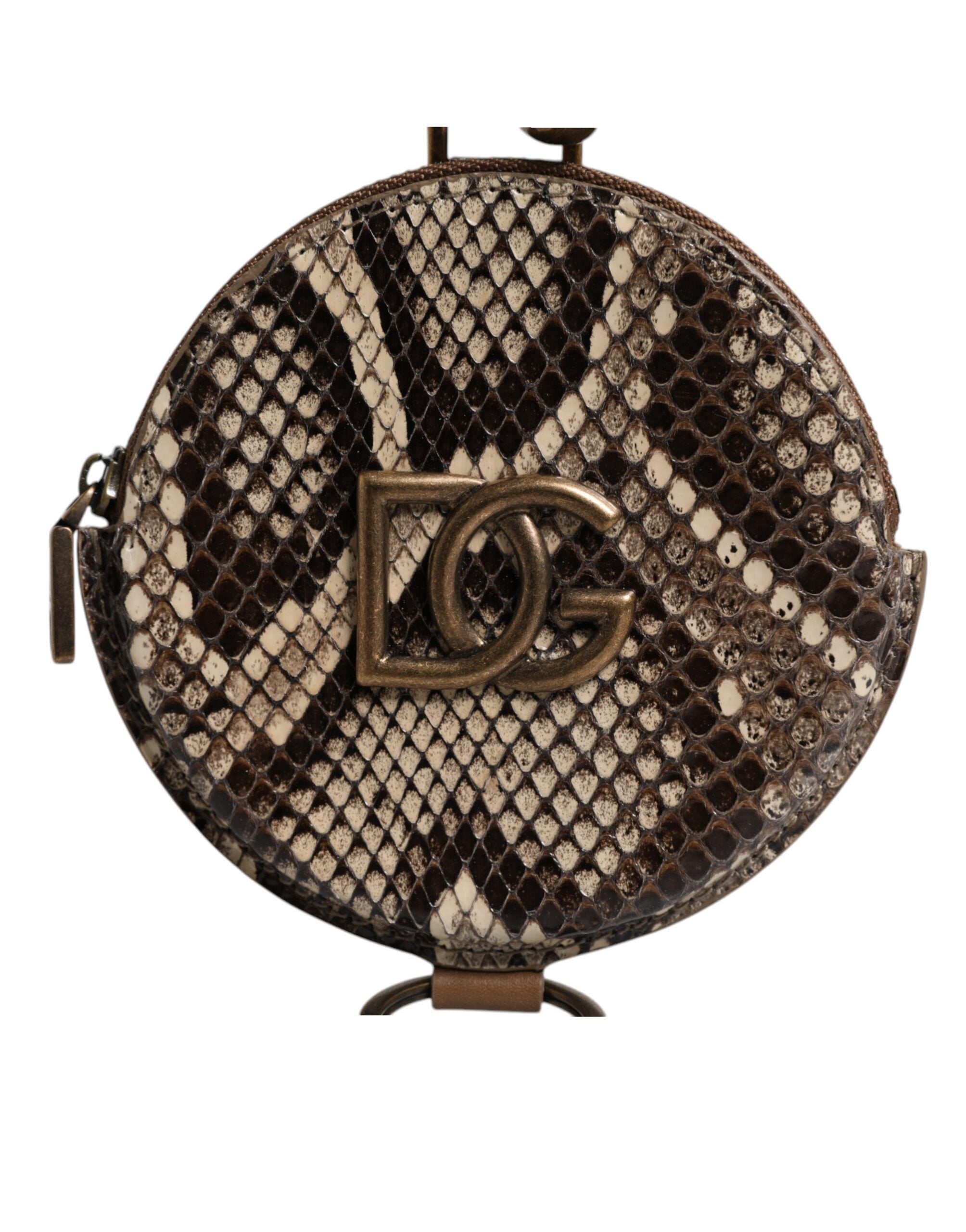 Dolce &amp; Gabbana Кафяв кръгъл кожен портфейл с лого DG за монети