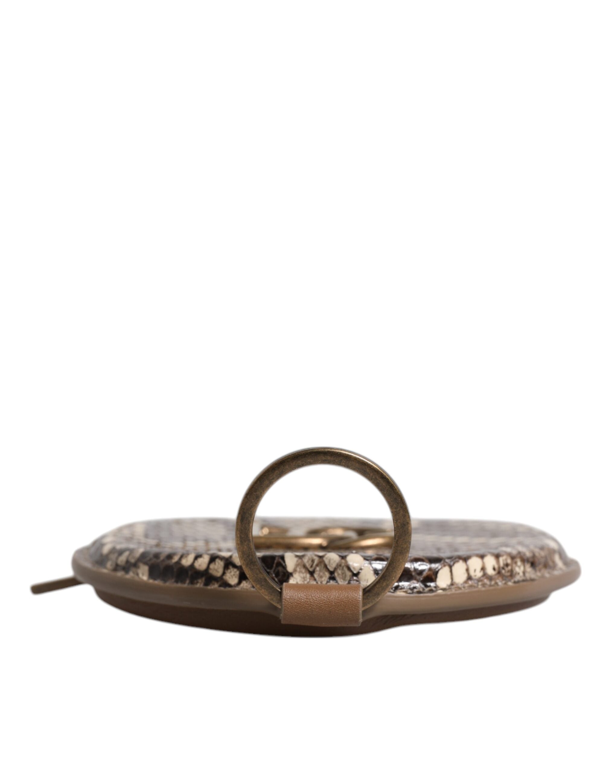 Dolce &amp; Gabbana Кафяв кръгъл кожен портфейл с лого DG за монети