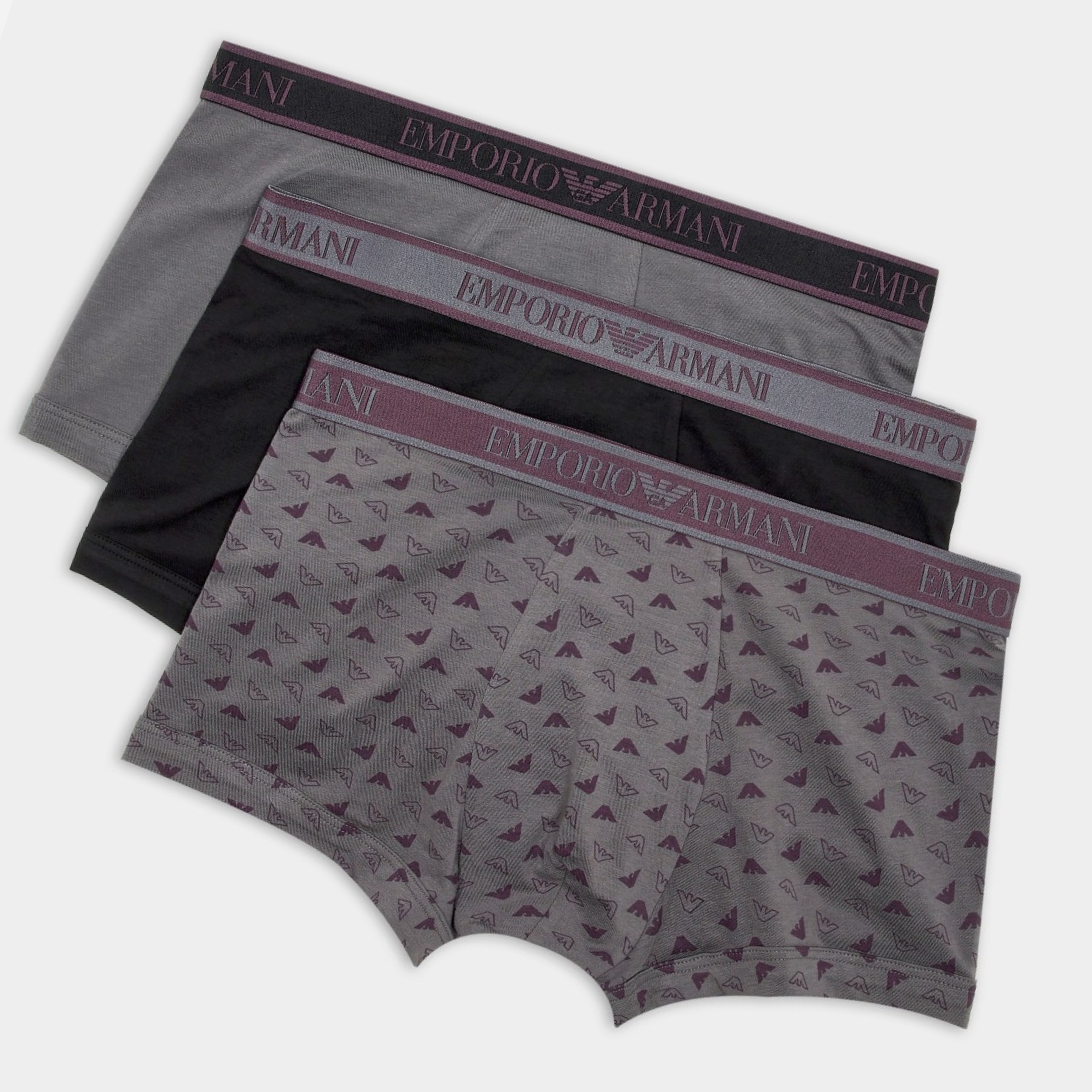 Мъжки боксерки 3 броя в кутия Men's boxers Emporio Armani 112130 4F717 40921 Grey/Purple