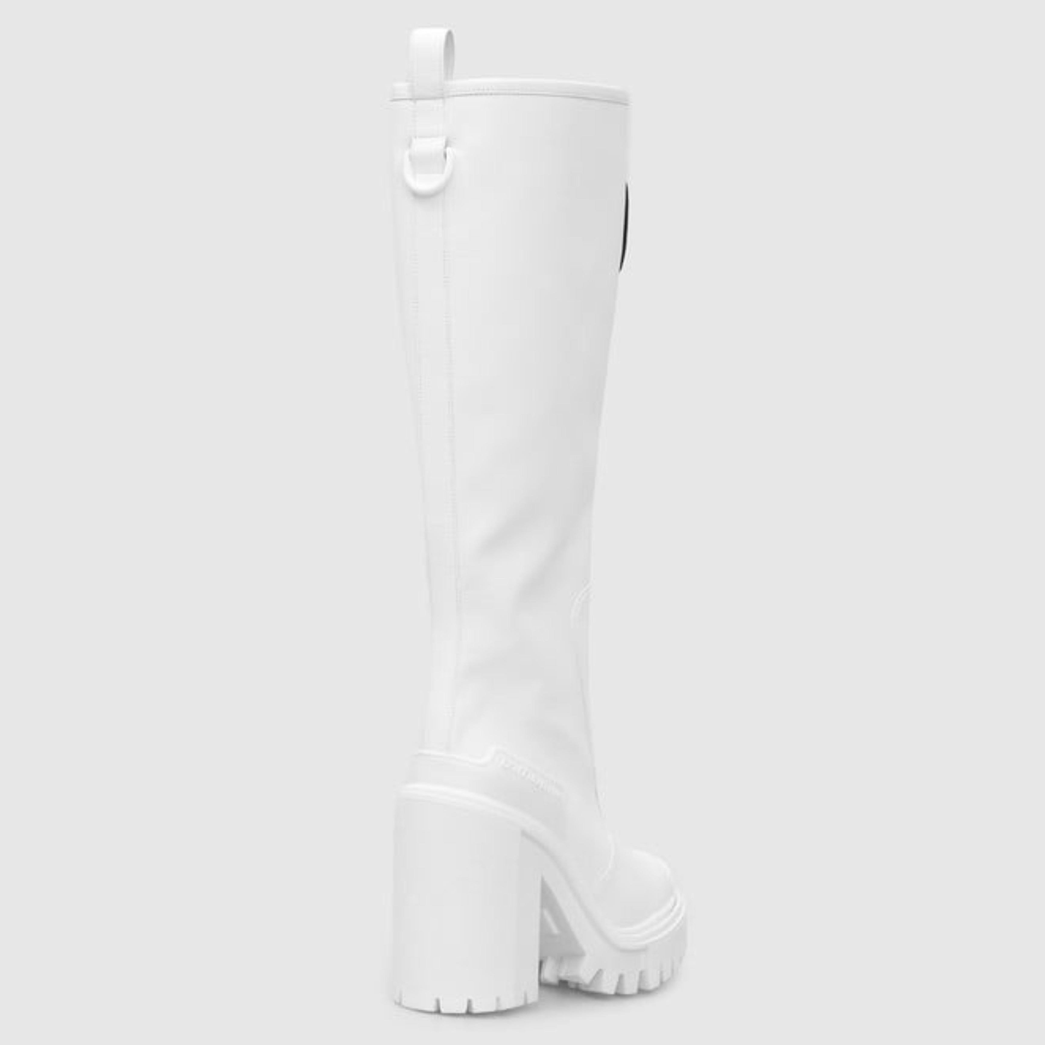 Дамски луксозни ботушу до коляното в бяло Dolce & Gabbana Women’s White Cotton Logo Heels Knee High Boots