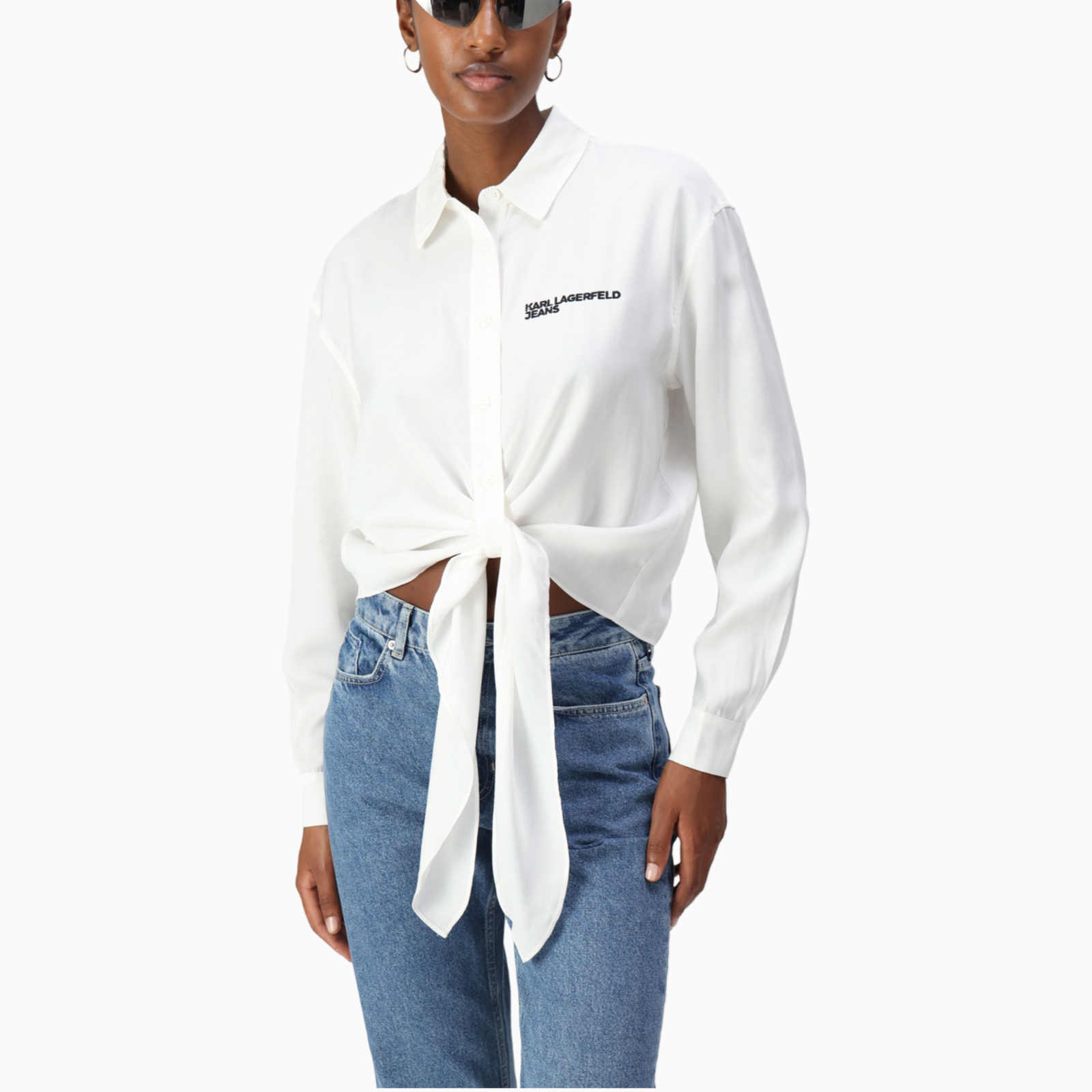 Дамска бяла риза Karl Lagerfeld Jeans Women Shirt B1W11026 100 Front View