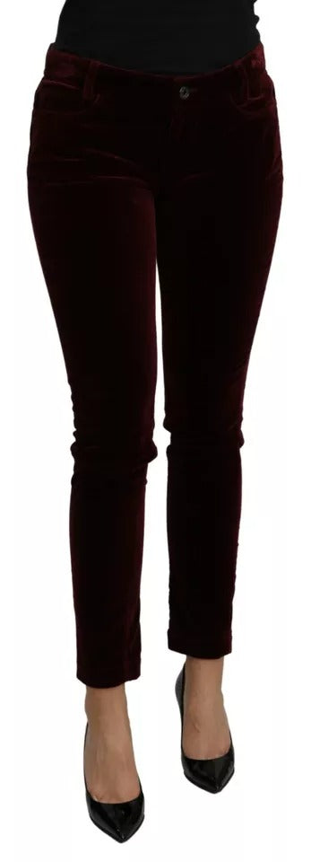 Dolce &amp; Gabbana Bordeaux Velvet Stretch Slim Pantants
