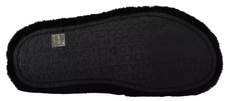 Dolce &amp; Gabbana черни полиестерни мъжки сандали с равни обувки от изкуствена кожа