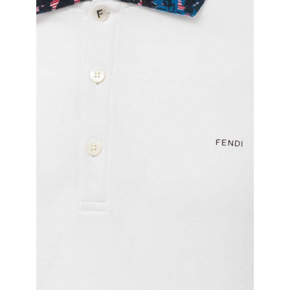 Fendi White Cotton Polo Shirt