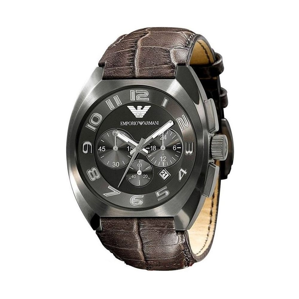 Emporio Armani Brown Cowhide Leather Watch