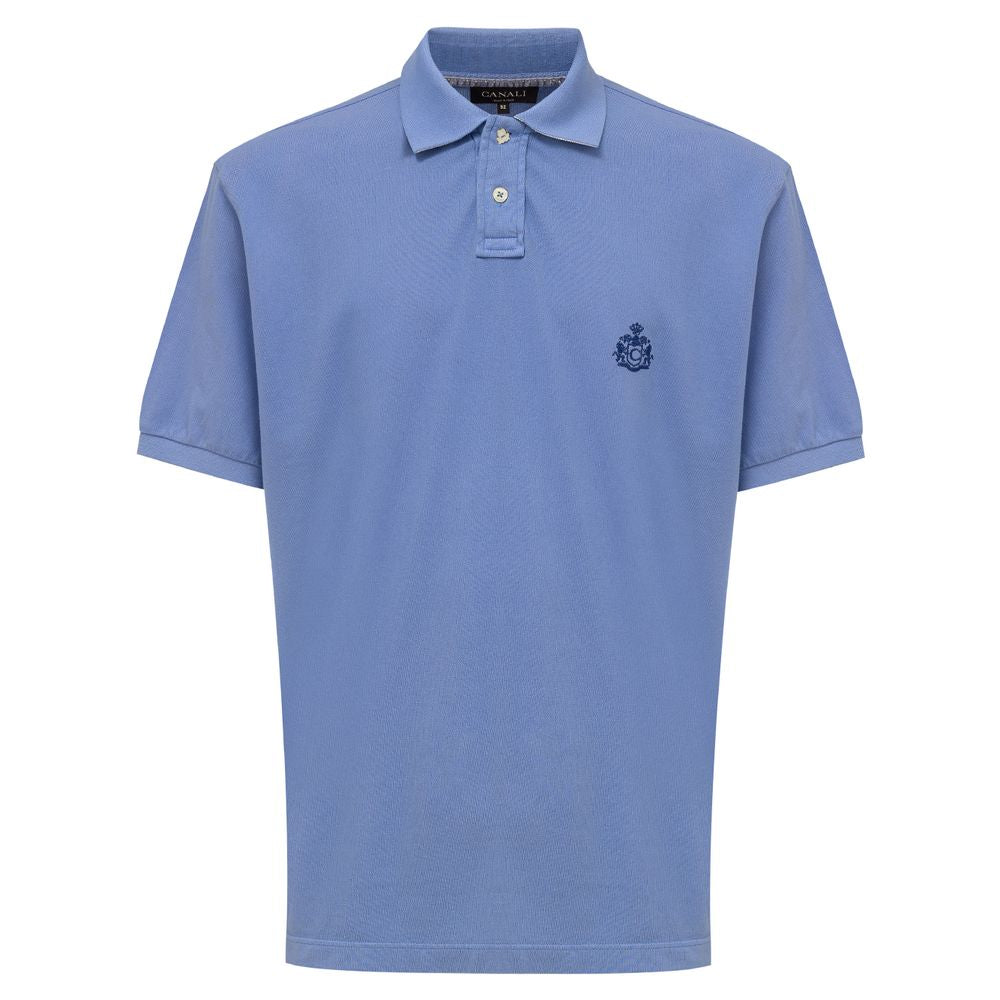 Canali Light Blue Cotton Polo Shirt