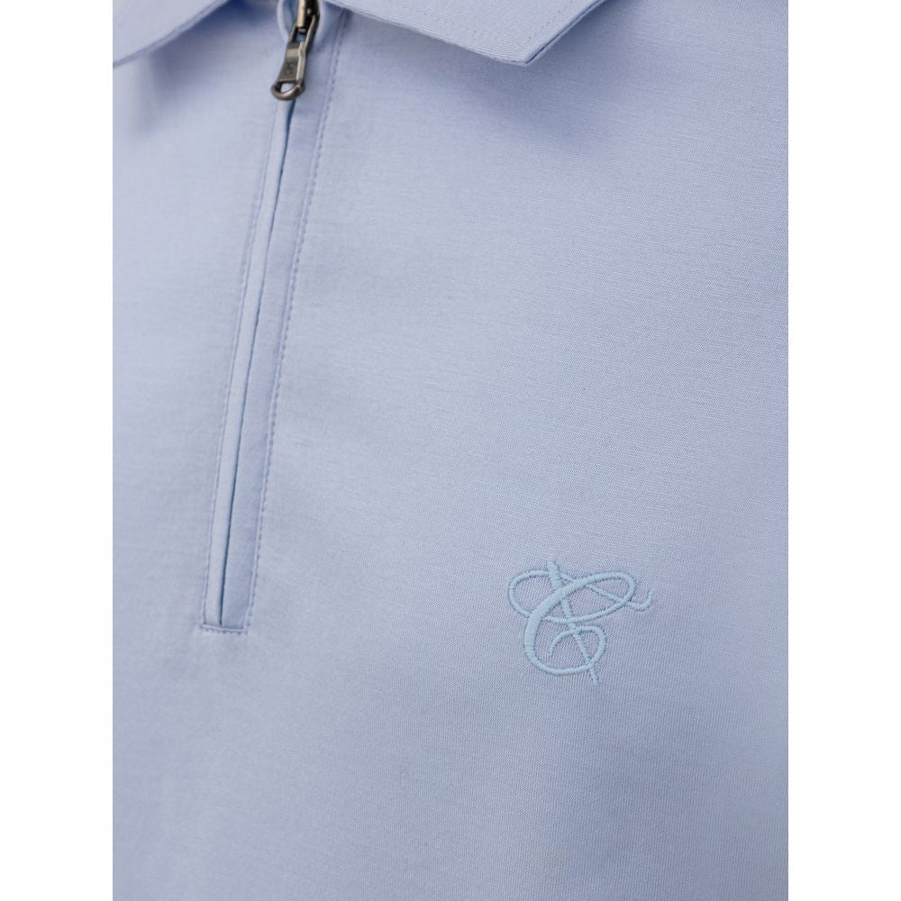 Canali Light Blue Cotton Polo Shirt