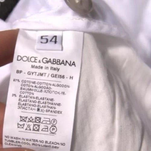 Dolce &amp; Gabbana Бели панталони Chinos от памучни еластични ежедневни шорти
