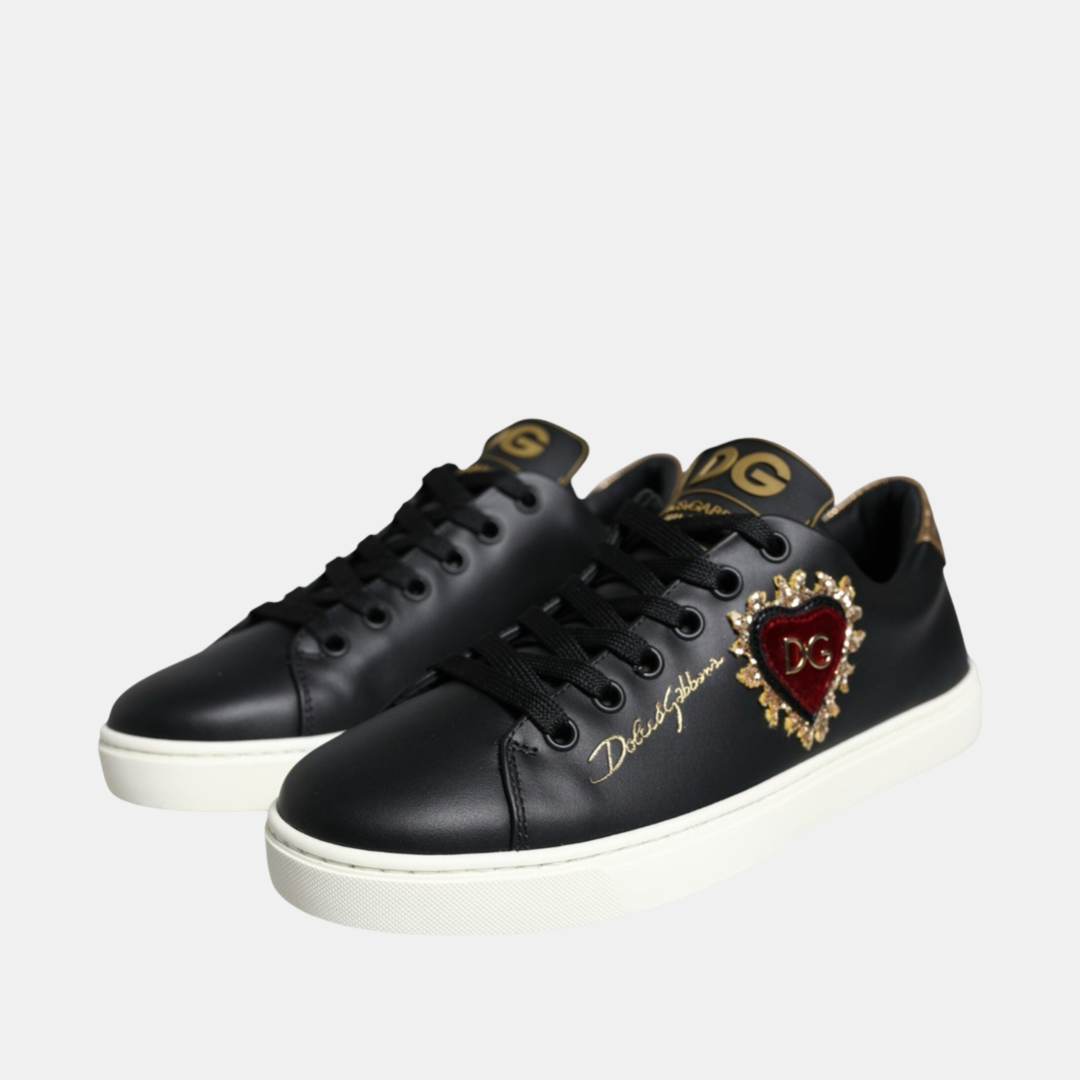 Дамски черни кецове Dolce & Gabbana Portofino Sacred Heart Women Sneakers