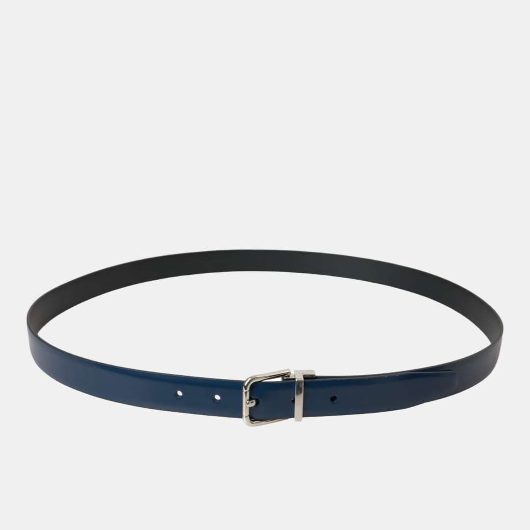 Dolce & Gabbana Calf Leather Silver Metal Buckle Men Belt