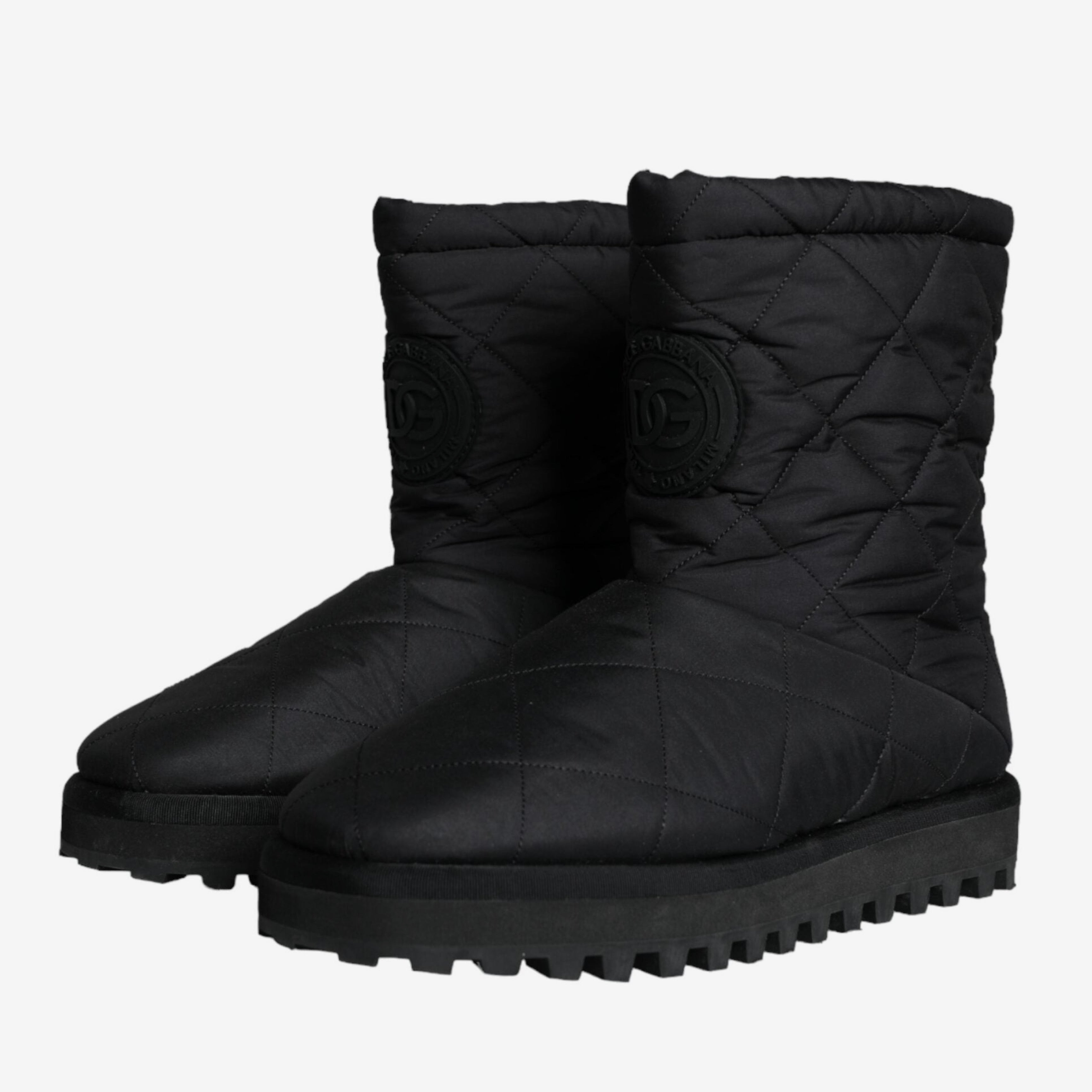 Мъжки луксозни апрески в черно Dolce & Gabbana Men’s Black Nylon Padded Mid Calf Snow Boots