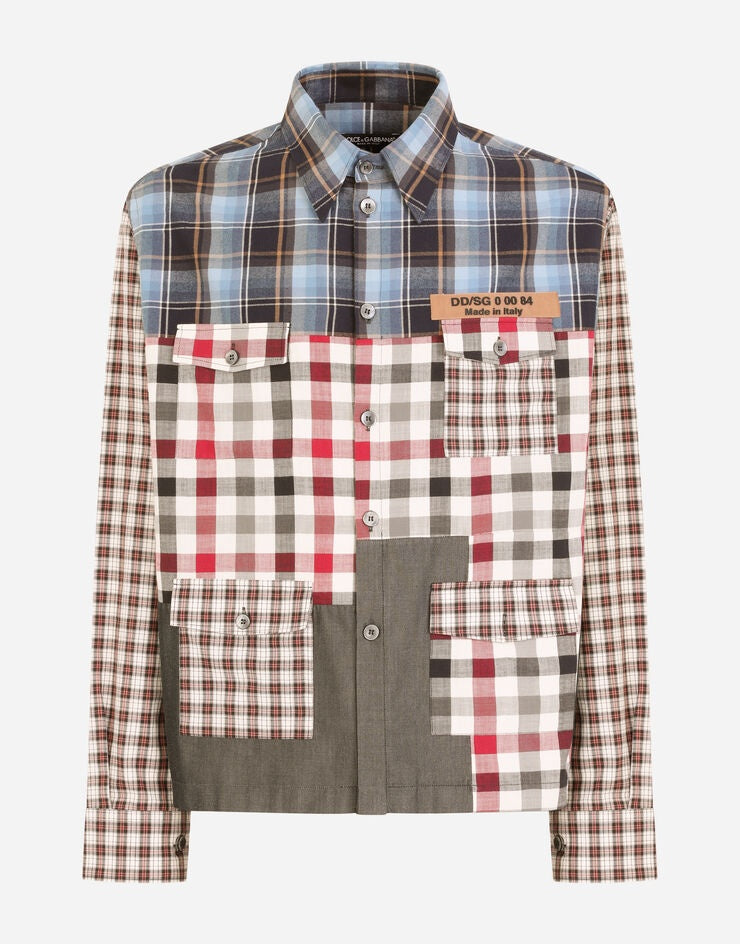 Мъжка луксозна пачуърк риза Dolce & Gabbana Men’s Patchwork Button Down Casual Shirt