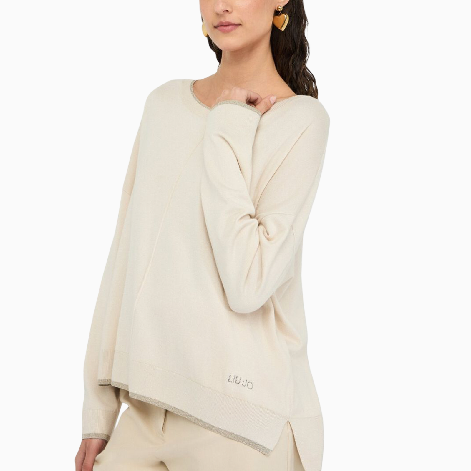 Дамски бежов пуловер Liu Jo Women Sweater MF5228 MS49I Side View