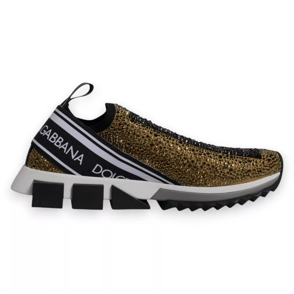 Dolce & Gabbana Gold Rhinestones Sorrento Sneakers