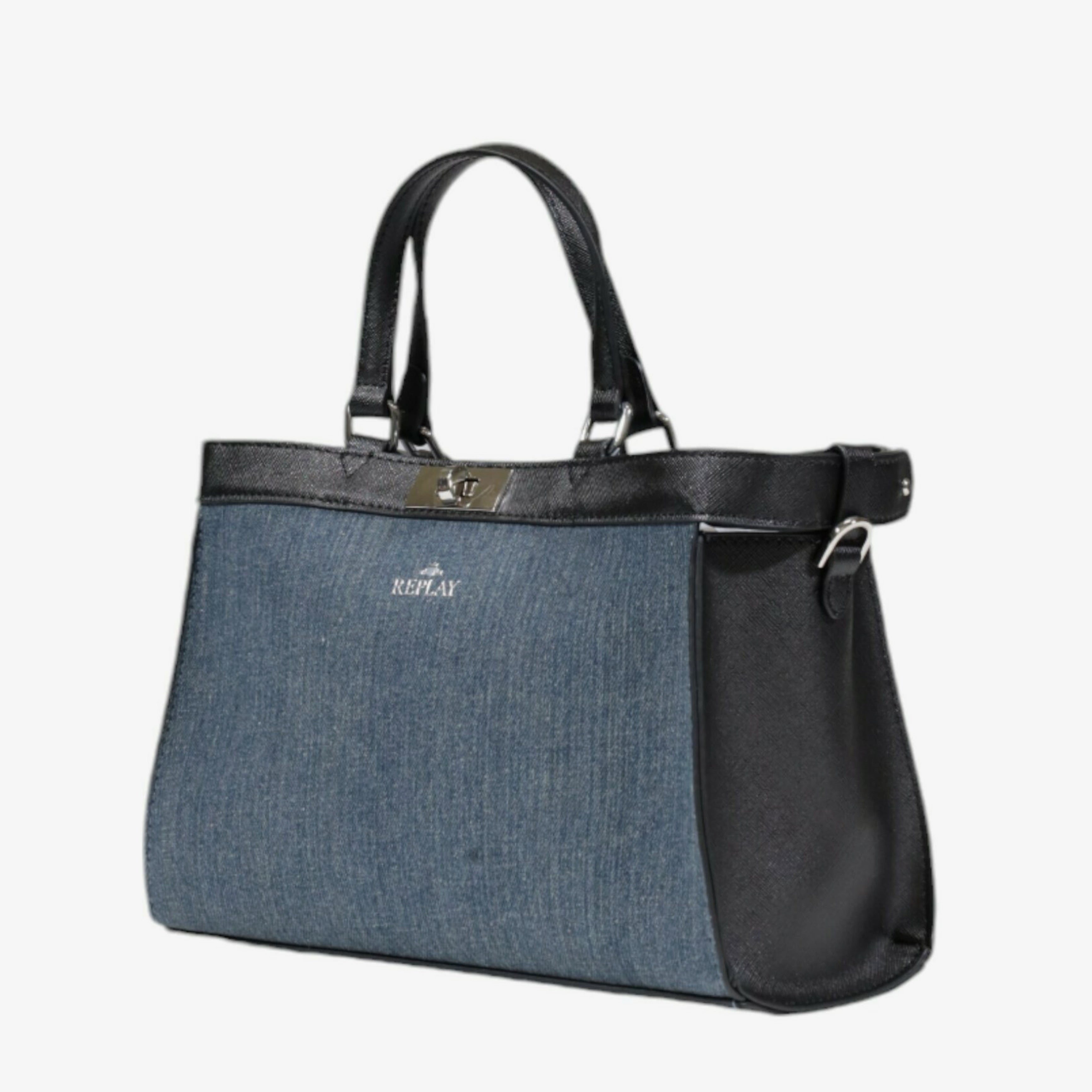 Дамска голяма чанта от деним и кожа Women’s Tote Bag Replay FW3654.000.A2005A with denim