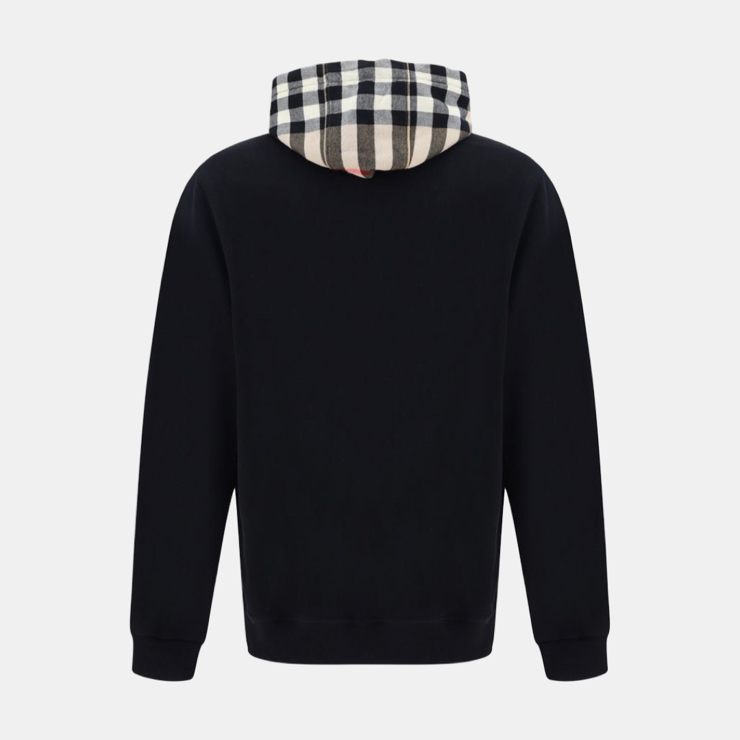 Мъжко черно худи Burberry Check Hoodie 8058117_A1189