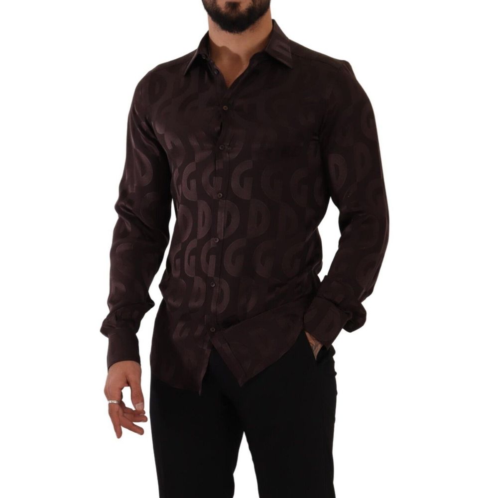 Копринена риза Dolce &amp; Gabbana Bordeaux
