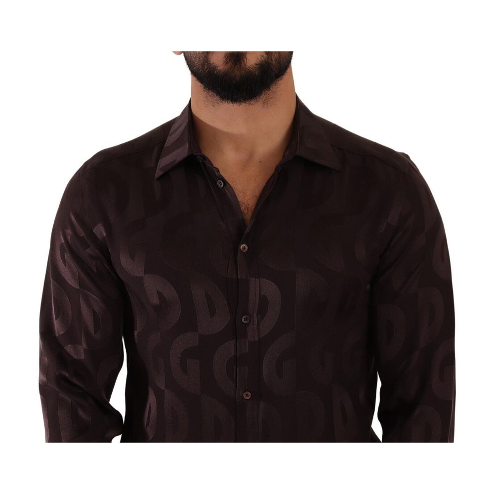 Копринена риза Dolce &amp; Gabbana Bordeaux