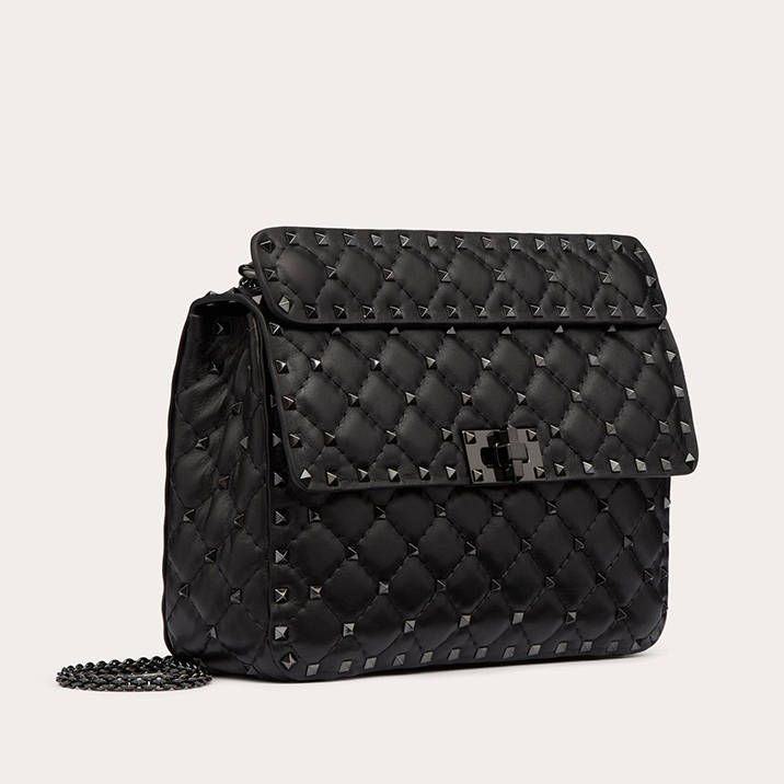 Дамска чанта Women’s shoulder bag Valentino Garavani Rockstud Spike ZW2B0122SLC0NO Black angled view