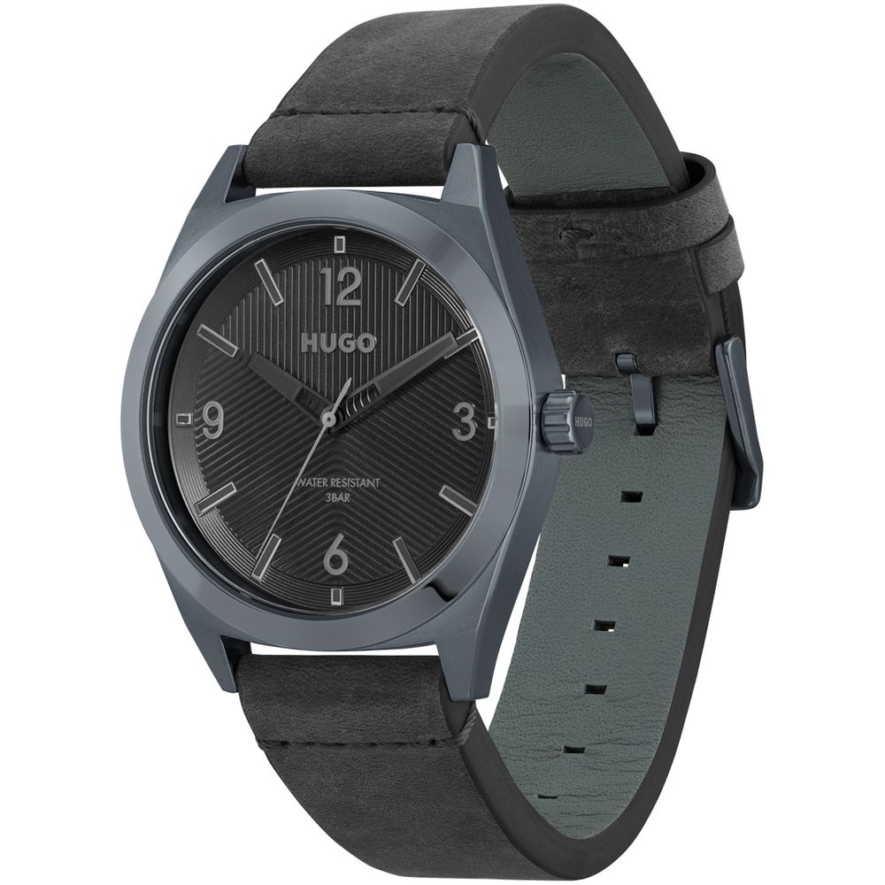 Черен кожен часовник Hugo Boss