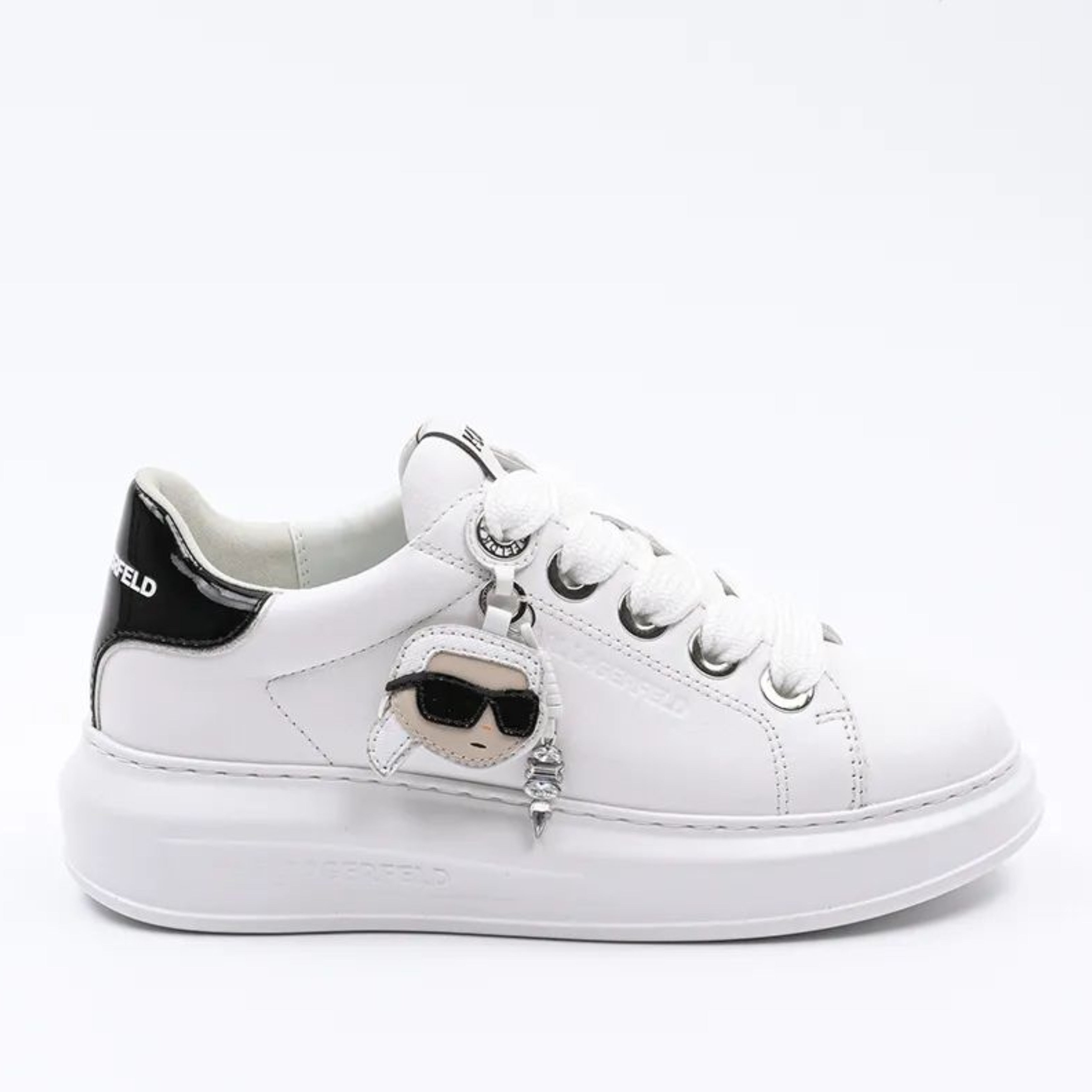 Дамски луксозни кецове от естествена кожа в бяло Women’s sneakers Karl Lagerfeld KAPRI KL62576T 011 White