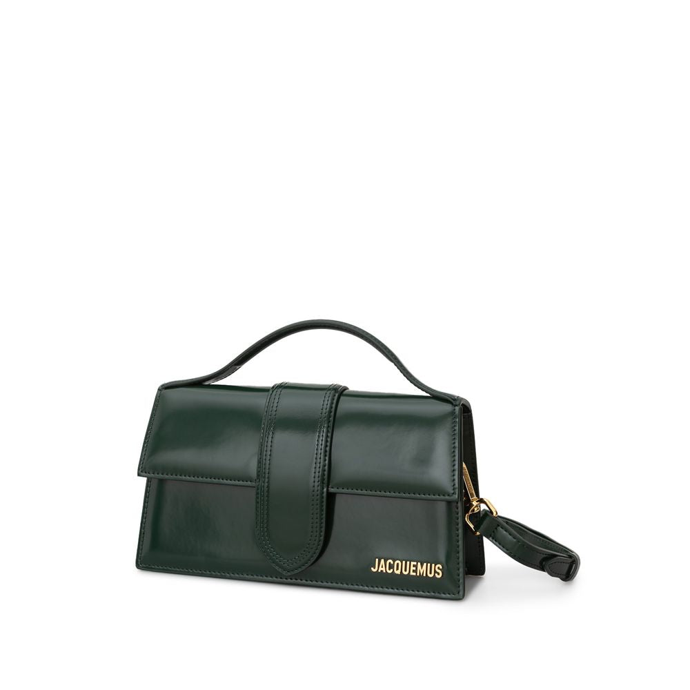 Дамска луксозна чанта Jacquemus Le Grand Bambino Dark Green Leather Bag back view