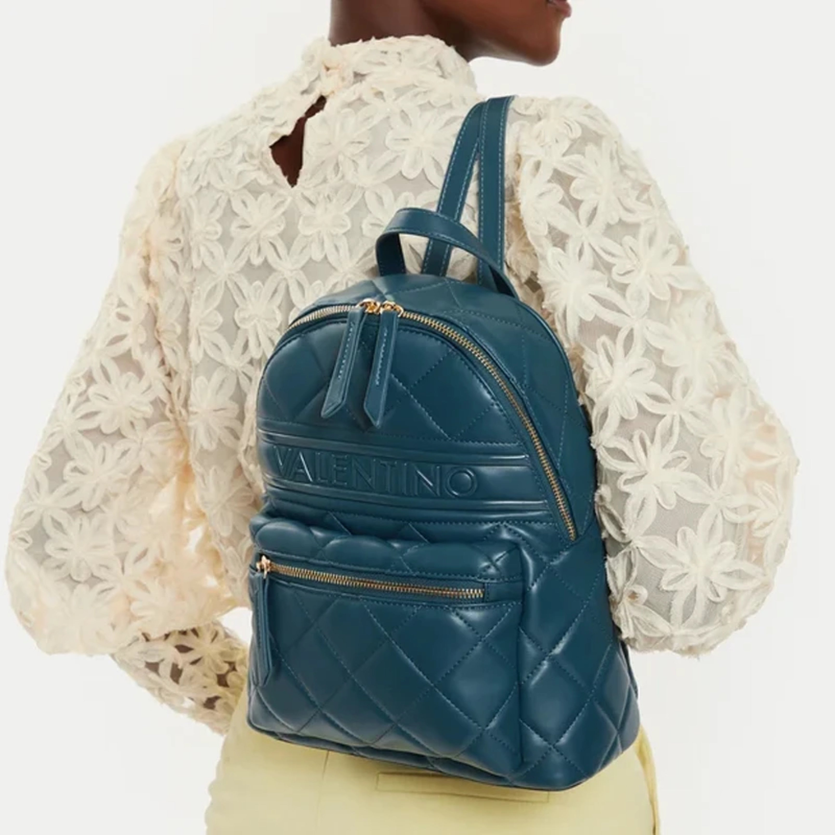 Дамска раница в синьозелено Women’s rucksack / backpack Valentino Ada VBS51O07 Ottanio (Blue-Green)