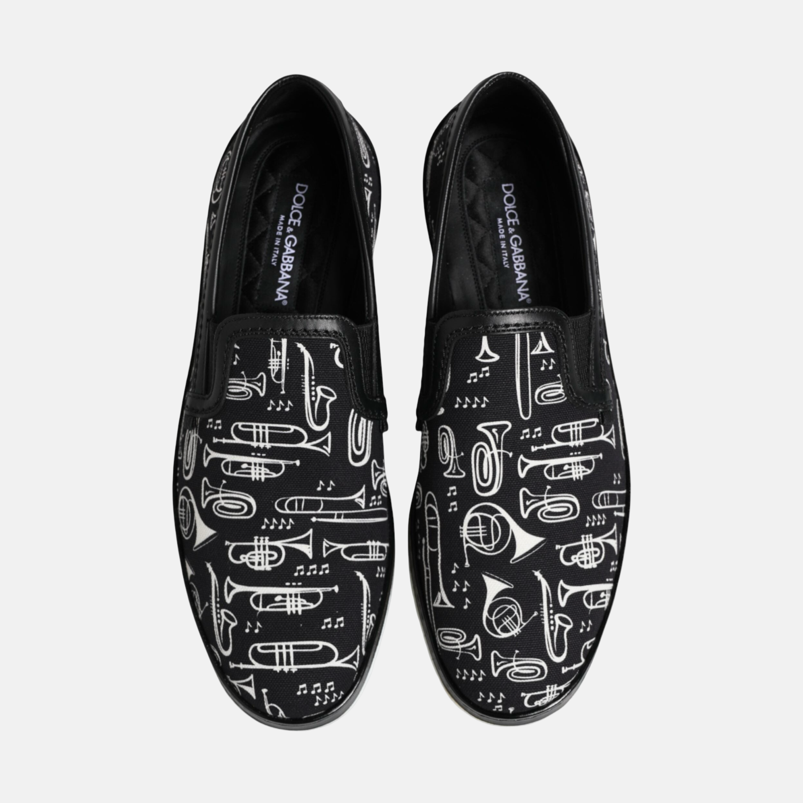 Мъжки мокасини Dolce & Gabbana Black Printed Men Loafers Top View