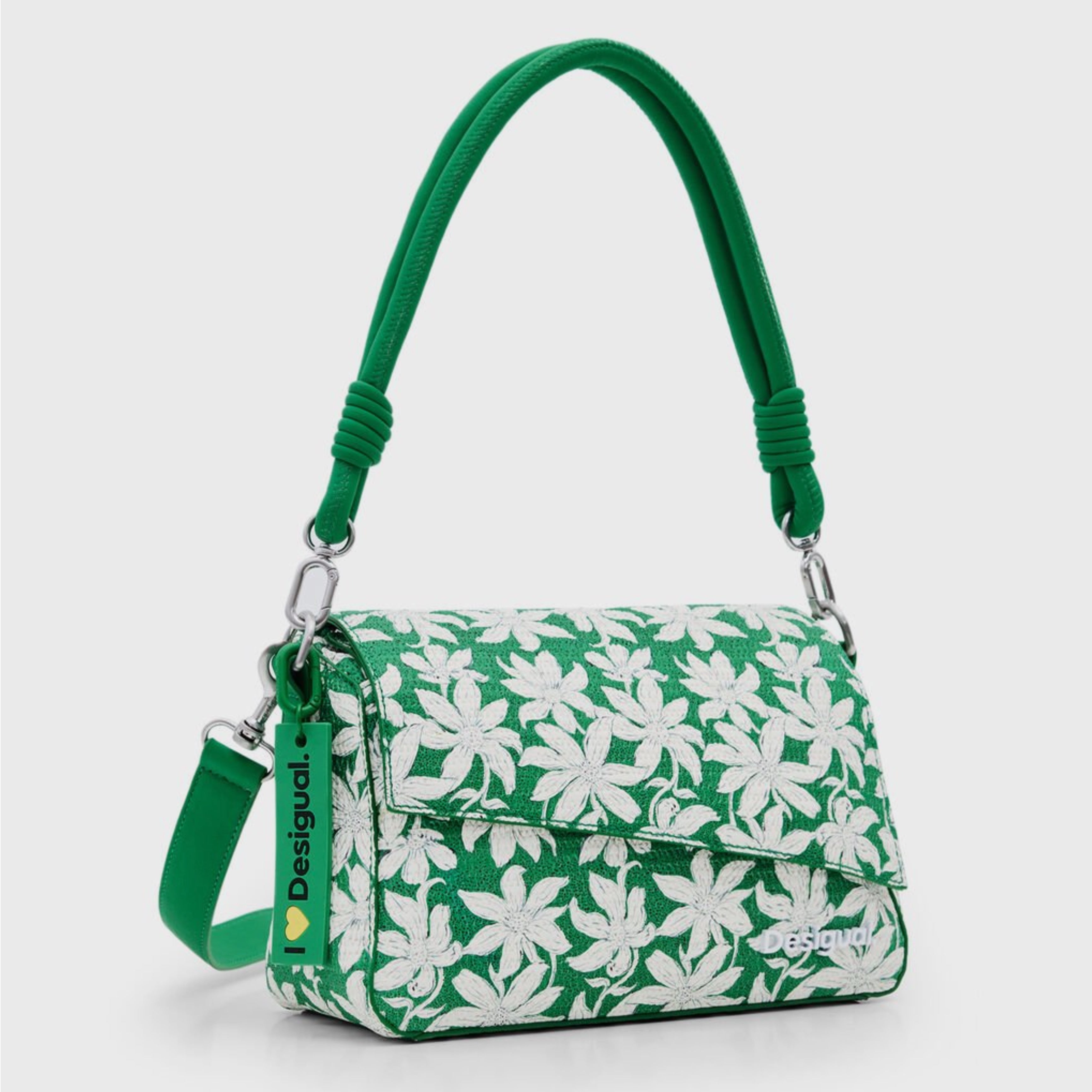 Дамска чанта за рамо с флорални мотиви Women’s S textured floral shoulder bag Desigual 24SAXP164014U Green