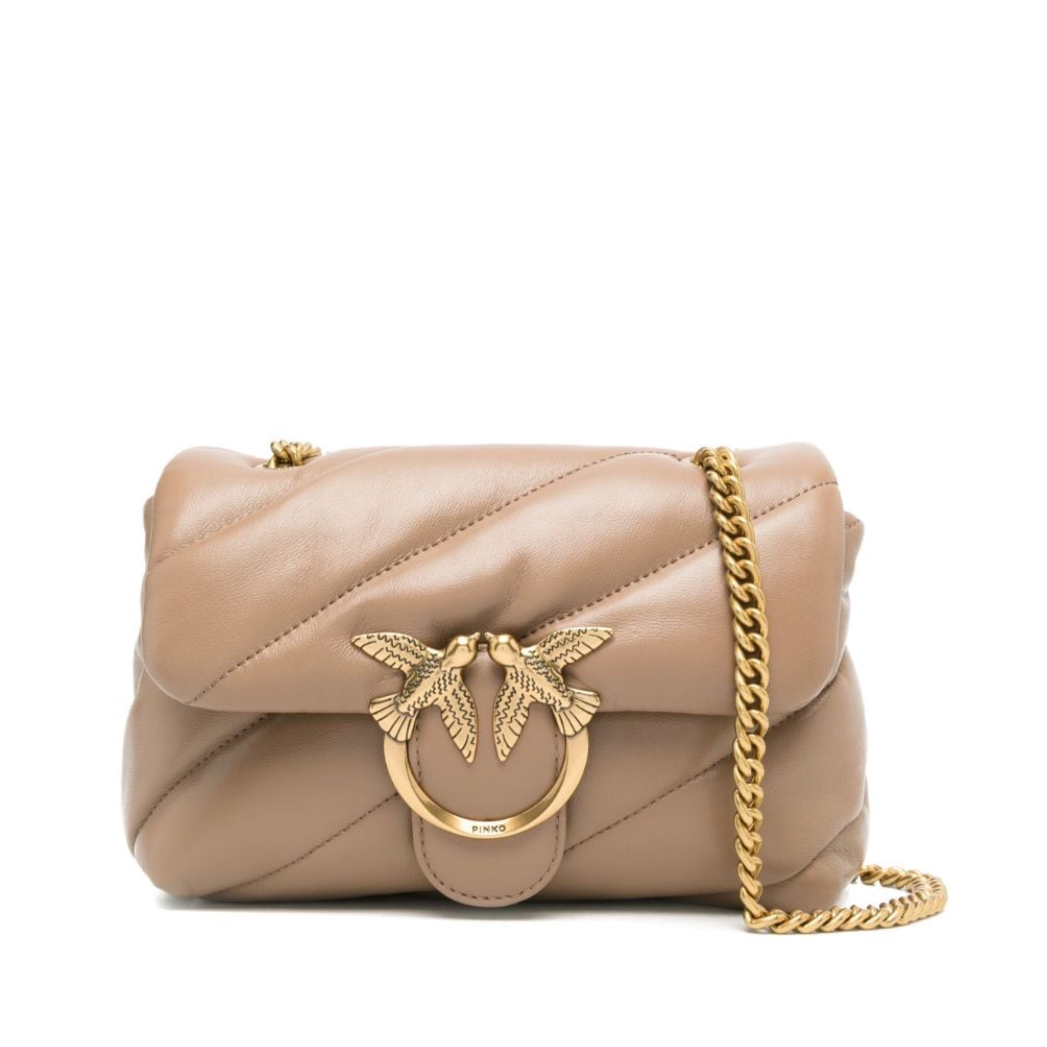 Дамска чанта Women’s shoulder bag PINKO Love Mini Puff 100039A0F2D01Q Beige front view
