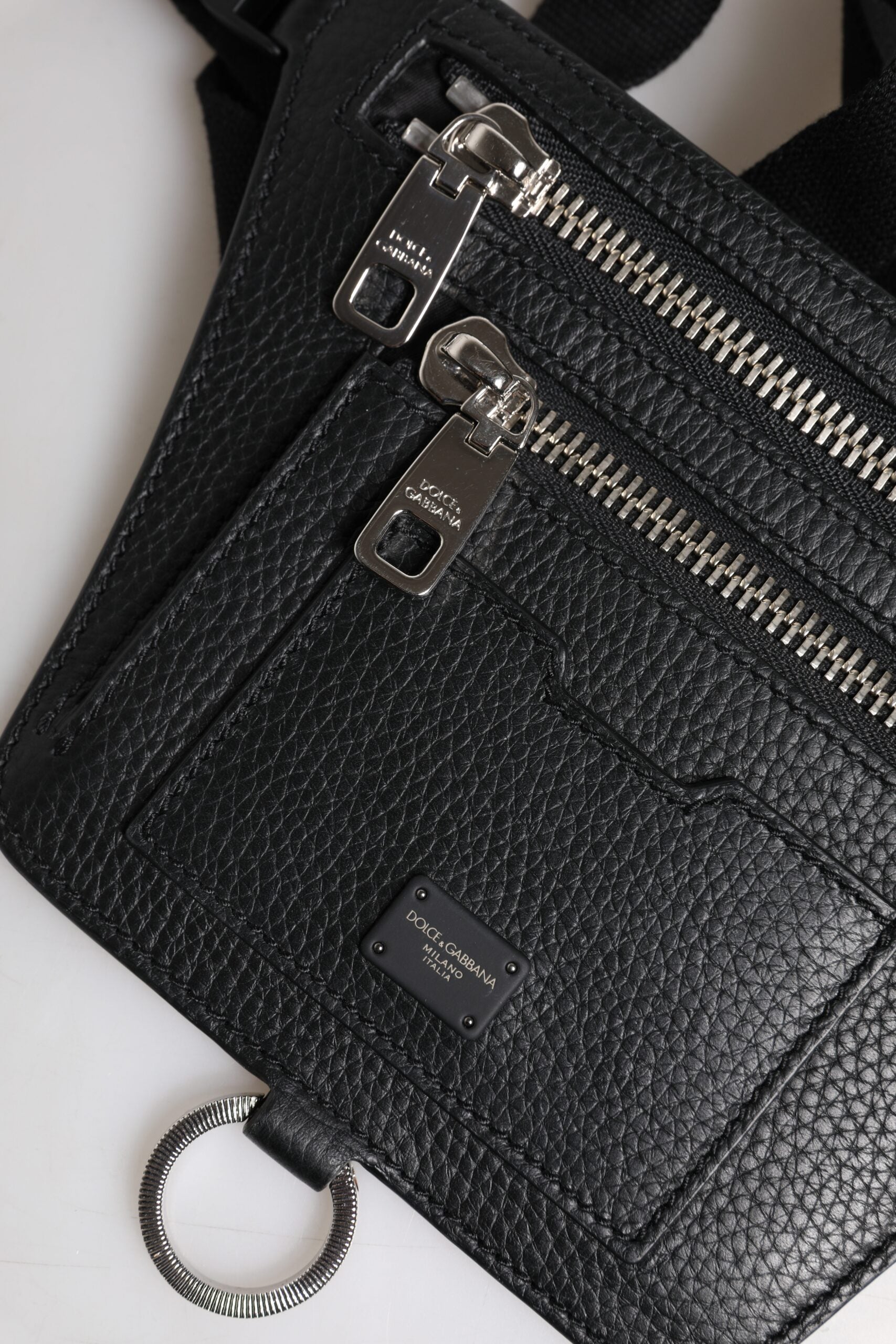 Мъжка кожена чанта за кръст Dolce & Gabbana Logo Plaque Waist Men Waist Bag