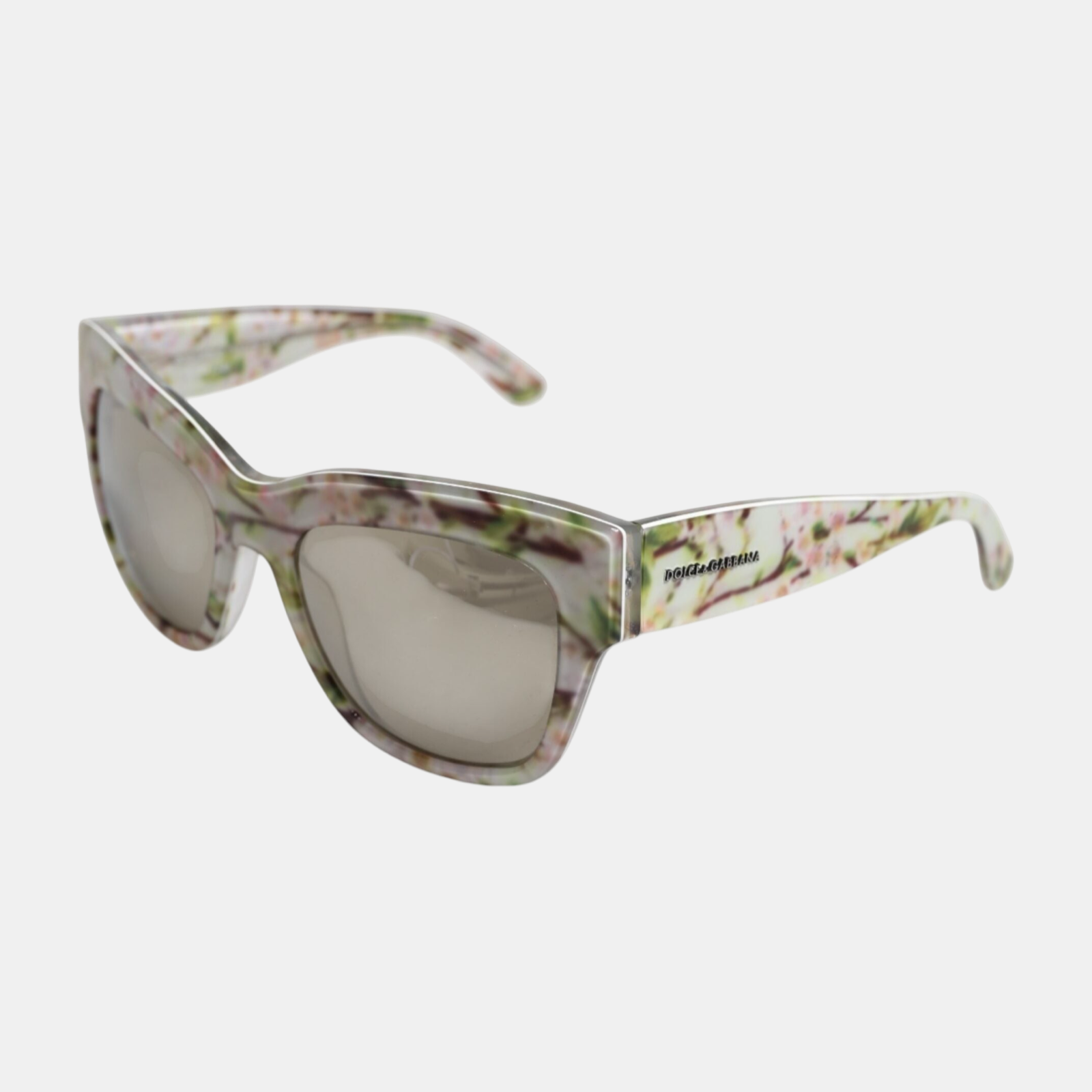 Dolce & Gabbana White DG4231F Floral Acetate Rectangle Shades Sunglasses