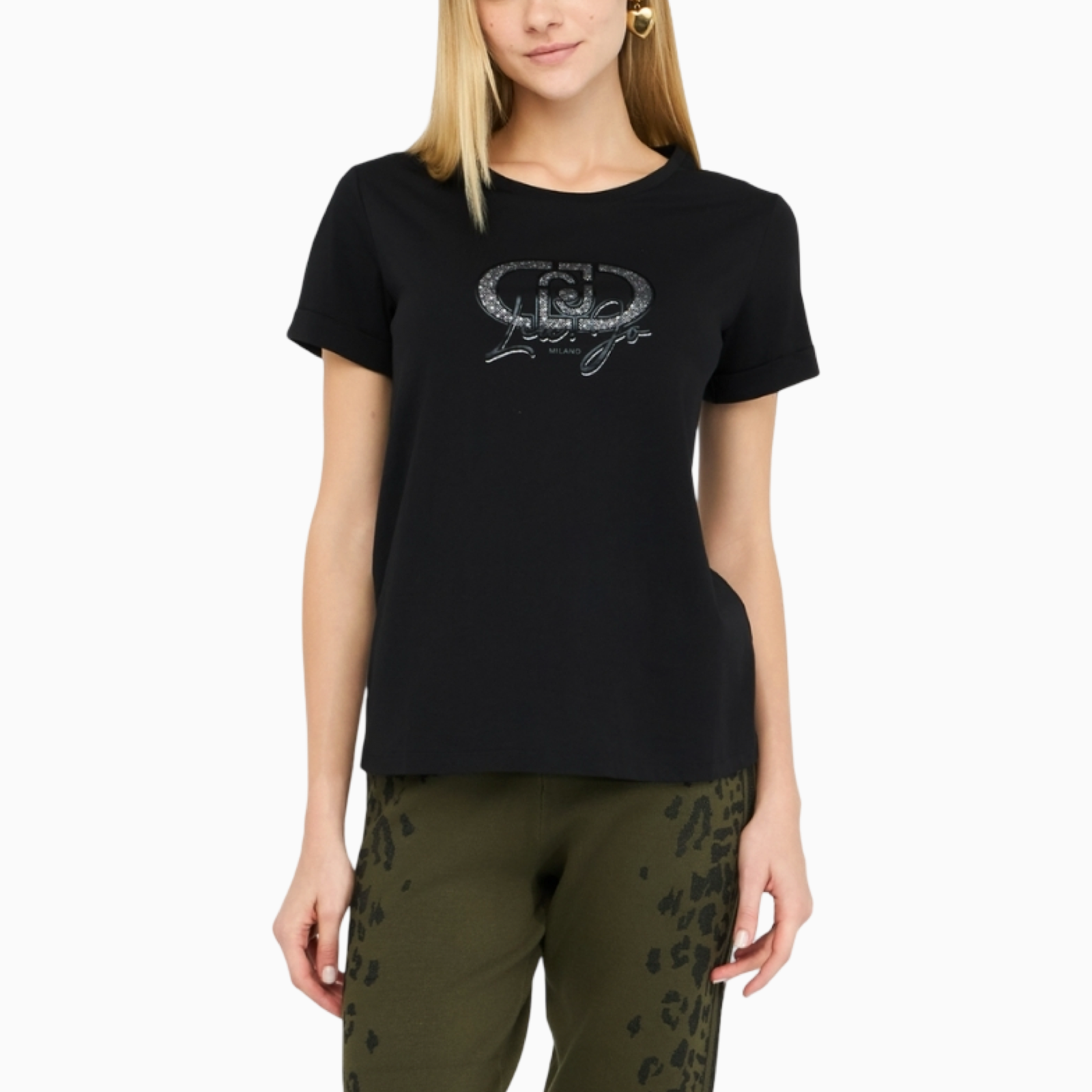 Дамска черна тениска Liu Jo Women T-shirt TF5163 JS923 Front View