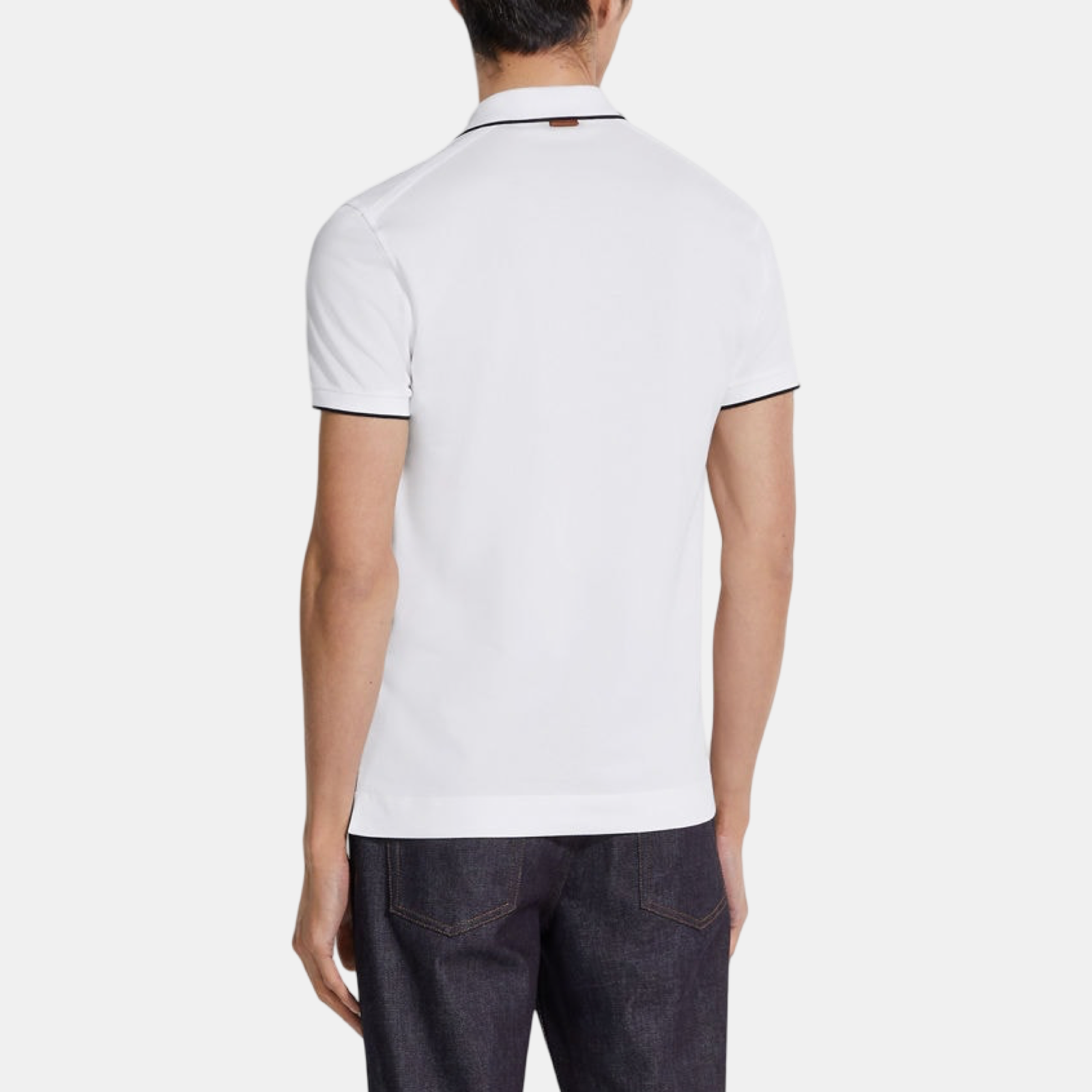 Мъжка бяла поло тениска Zegna Men Polo E7358A5 B746 N00 Back View