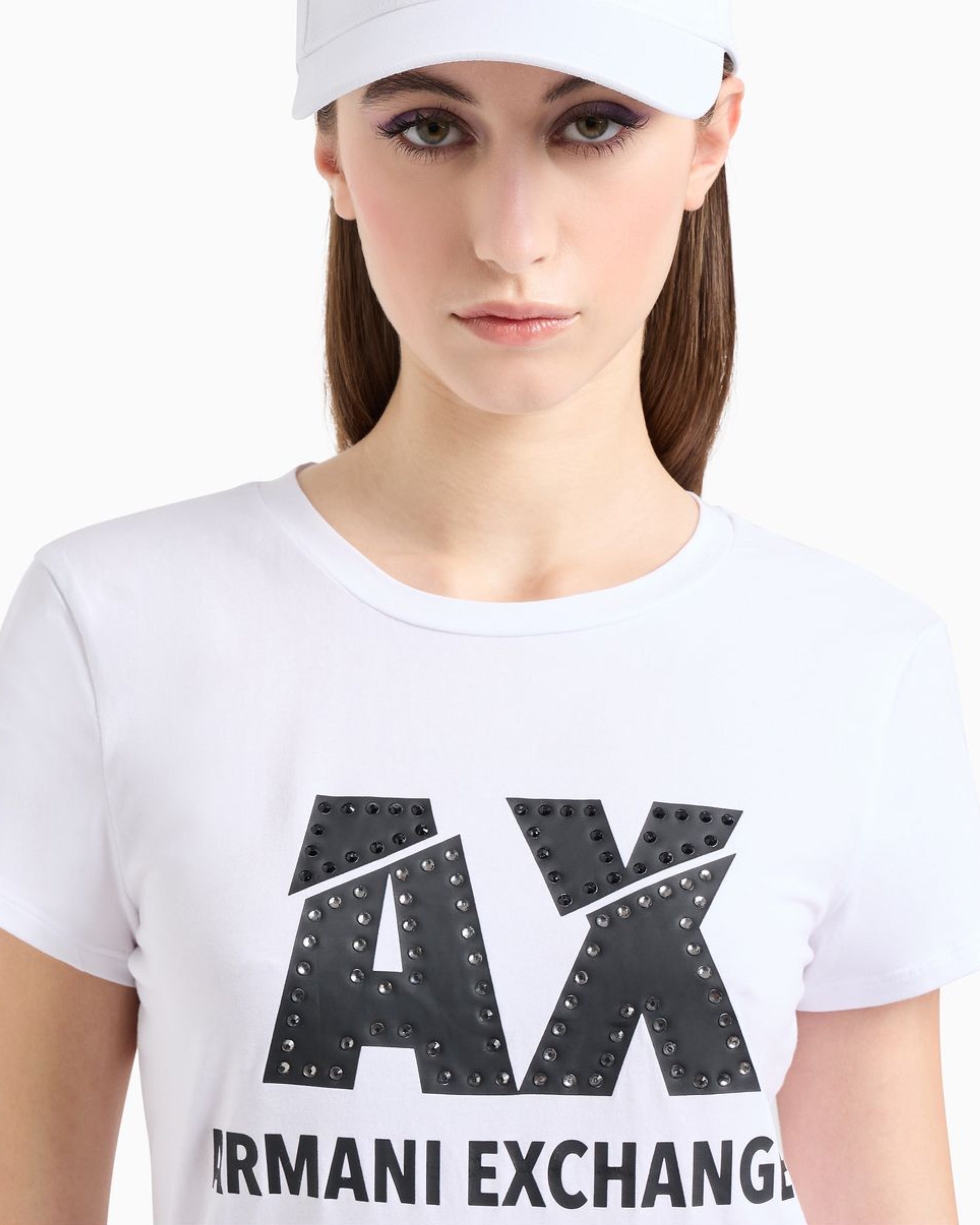 Дамска тениска в бяло с кръгло деколте Armani Exchange 8NYT86 Y8C7Z 11000 нова колекция