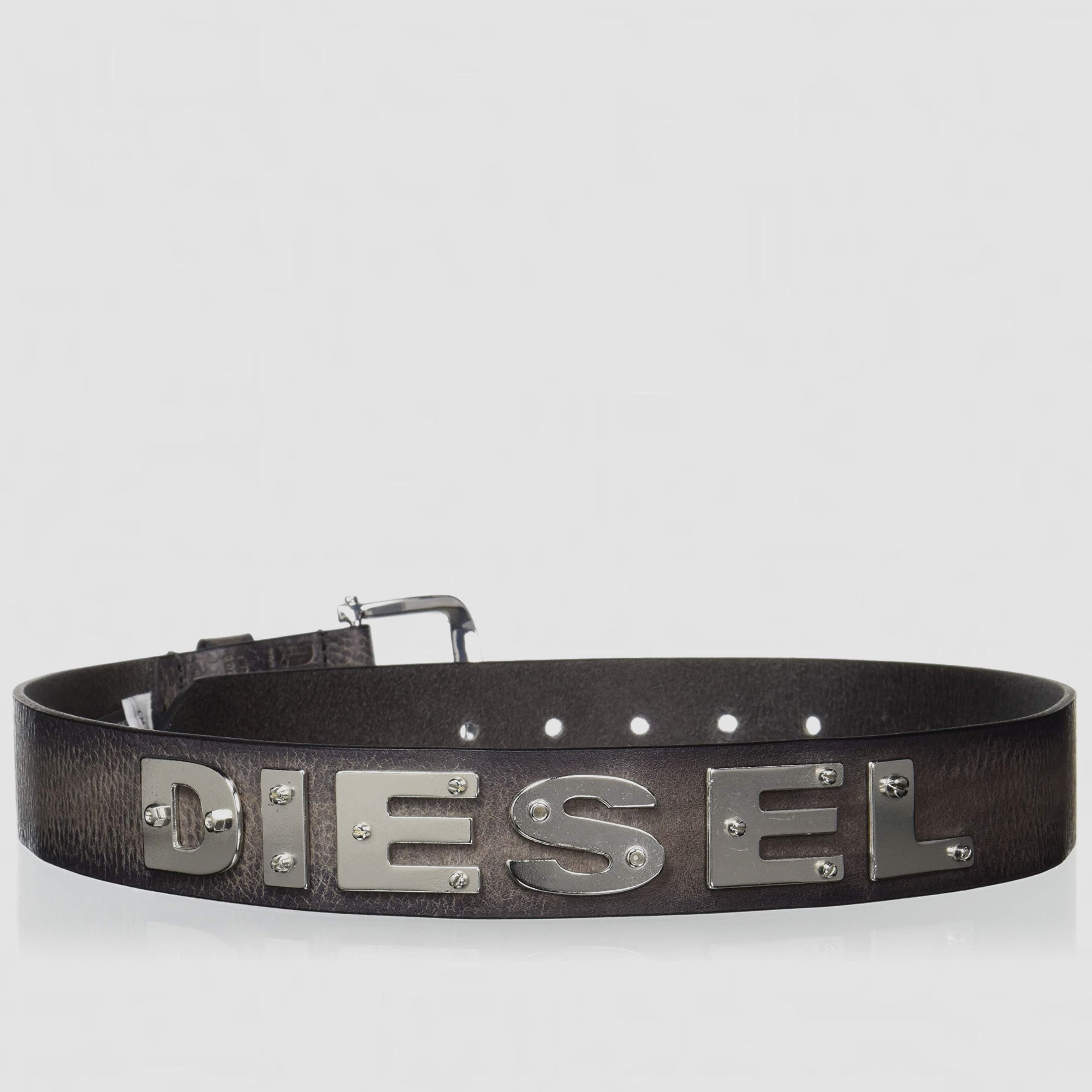 Мъжки колан от естествена кожа с метални орнаменти Diesel Leather Belt