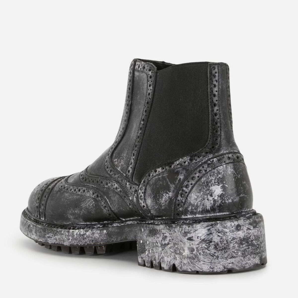 Dolce & Gabbana Black Faded Chelsea Ankle Boots Heel View