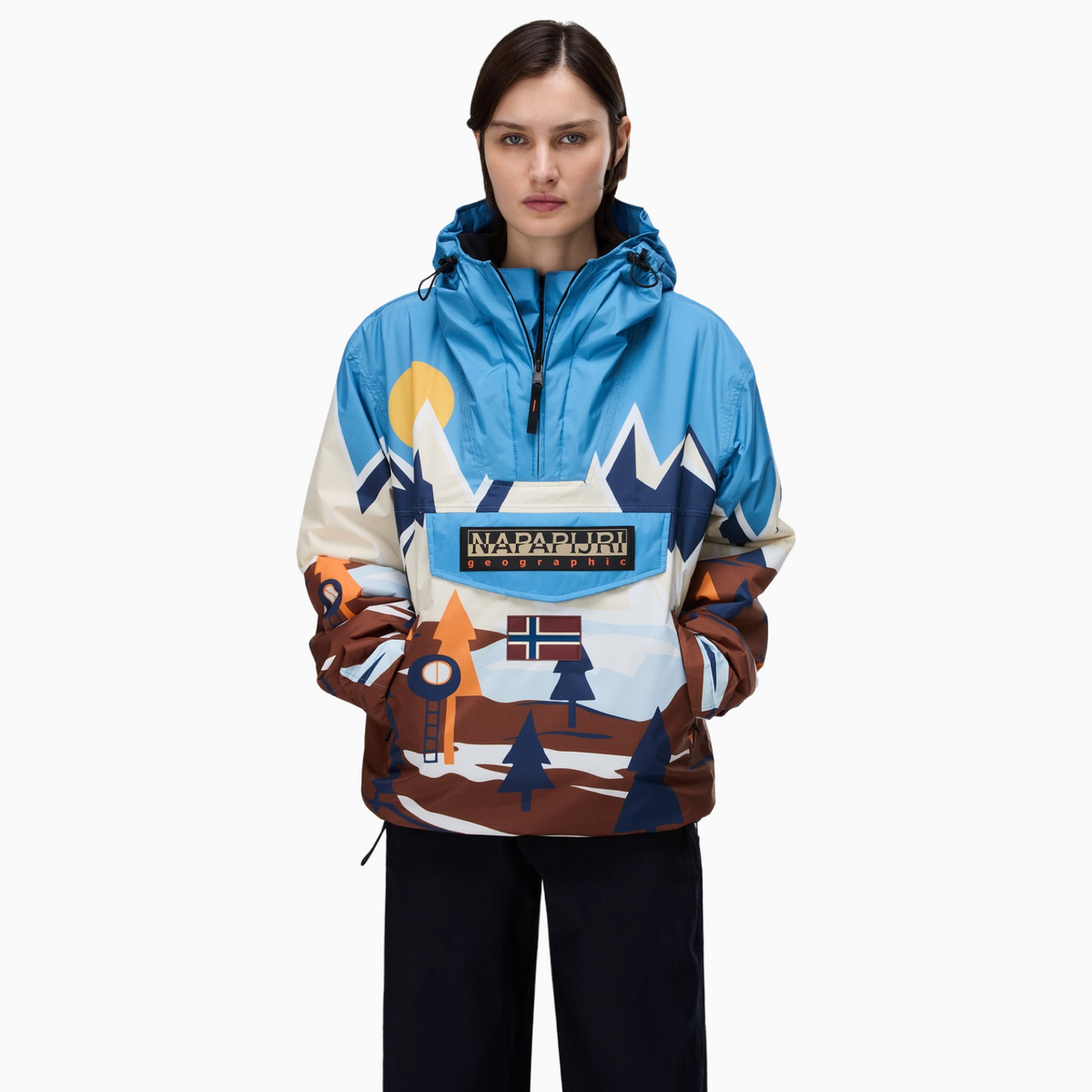 Унисекс яке анорак Napapijri Rainforest Next  All Over Print Anorak Jacket NP0A8AHXFDX Front View