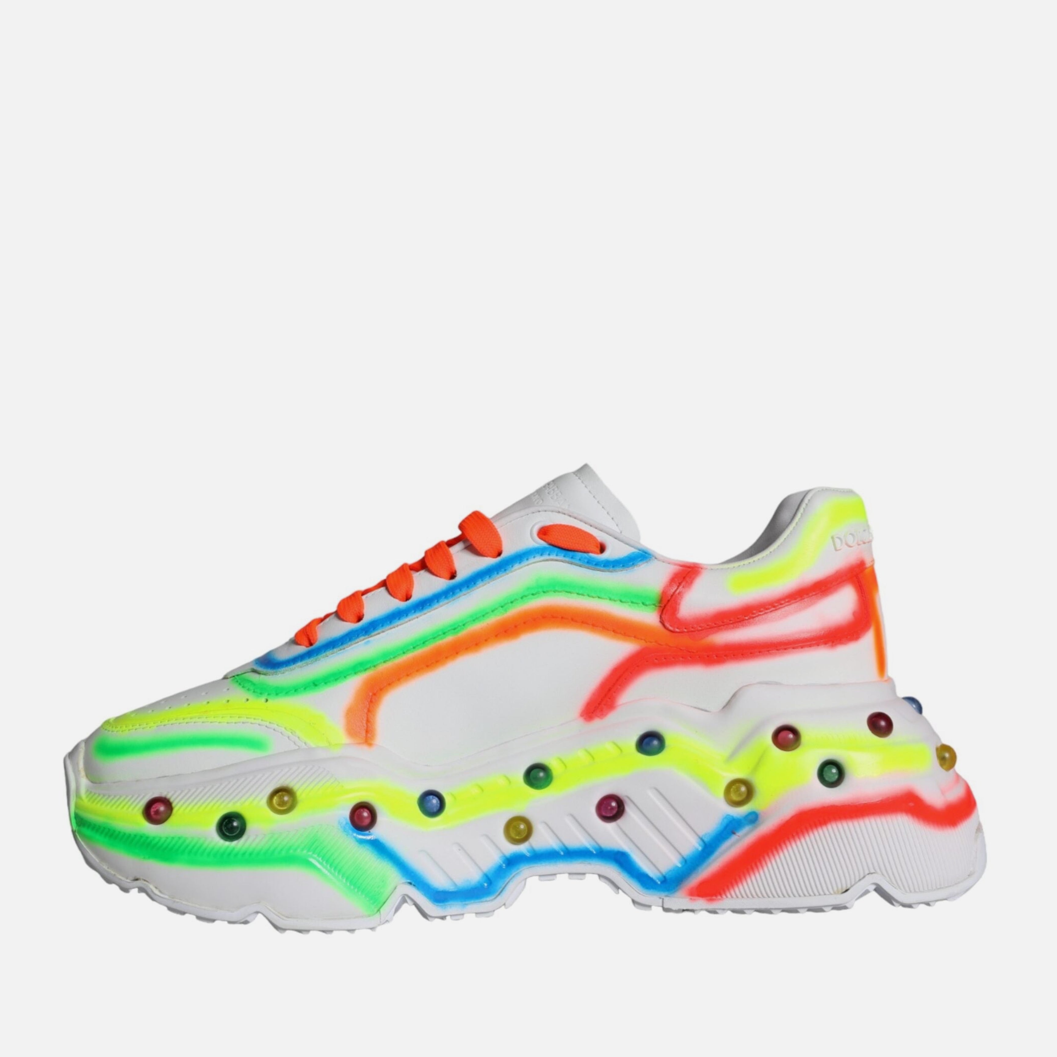 Мъжки екстравагантни кецове с LED лампички от естествена кожа Dolce & Gabbana Men’s Multicolor Daymaster LED Lighted Sneakers