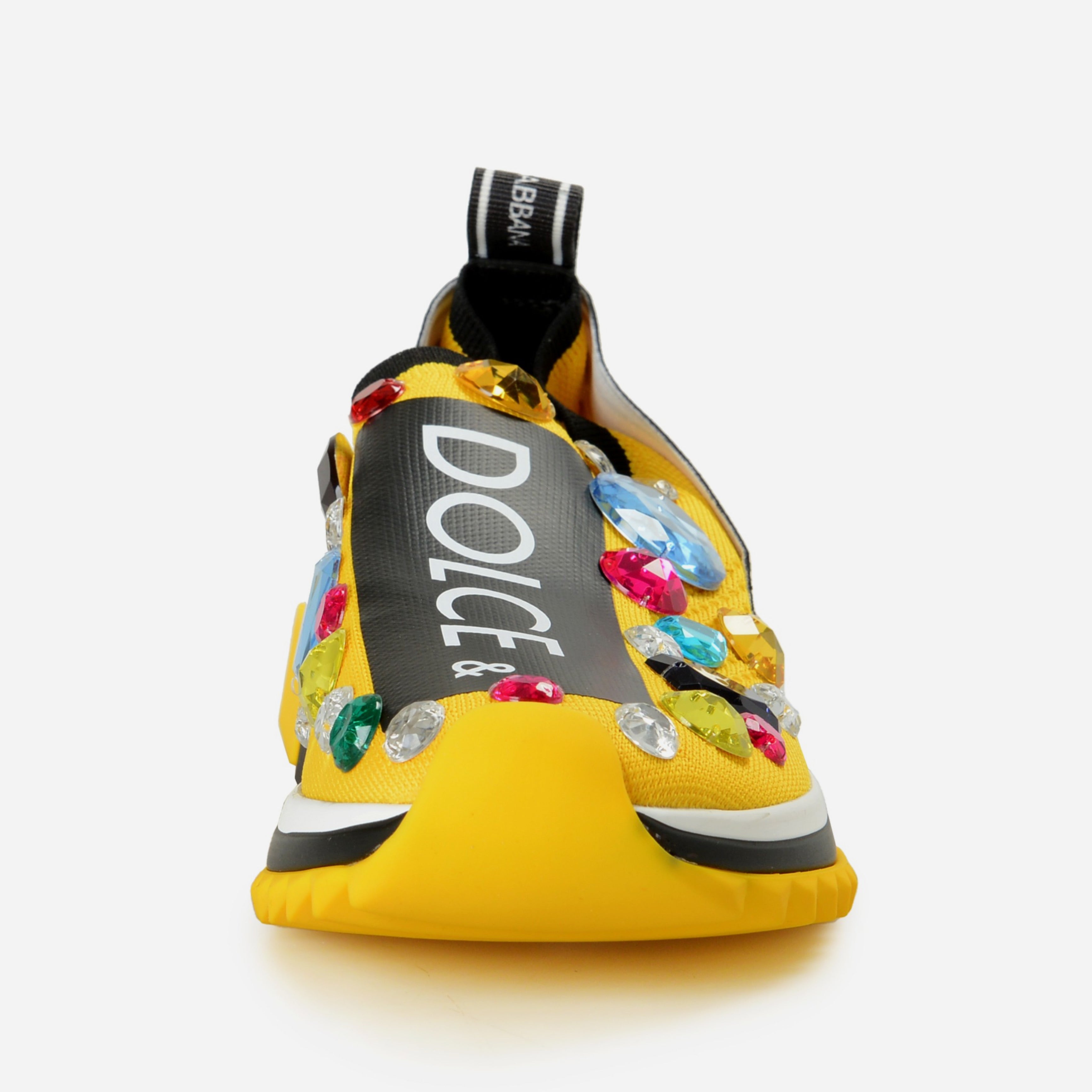 Дамски екстравагантни маратонки с камъни в жълто Dolce & Gabbana Sorrento Women’s Exquisite Yellow Techno Fabric Sneakers