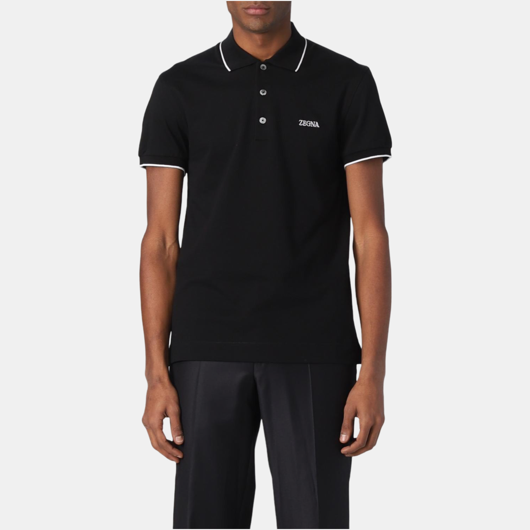 Мъжка черна поло тениска ZEGNA Men Polo