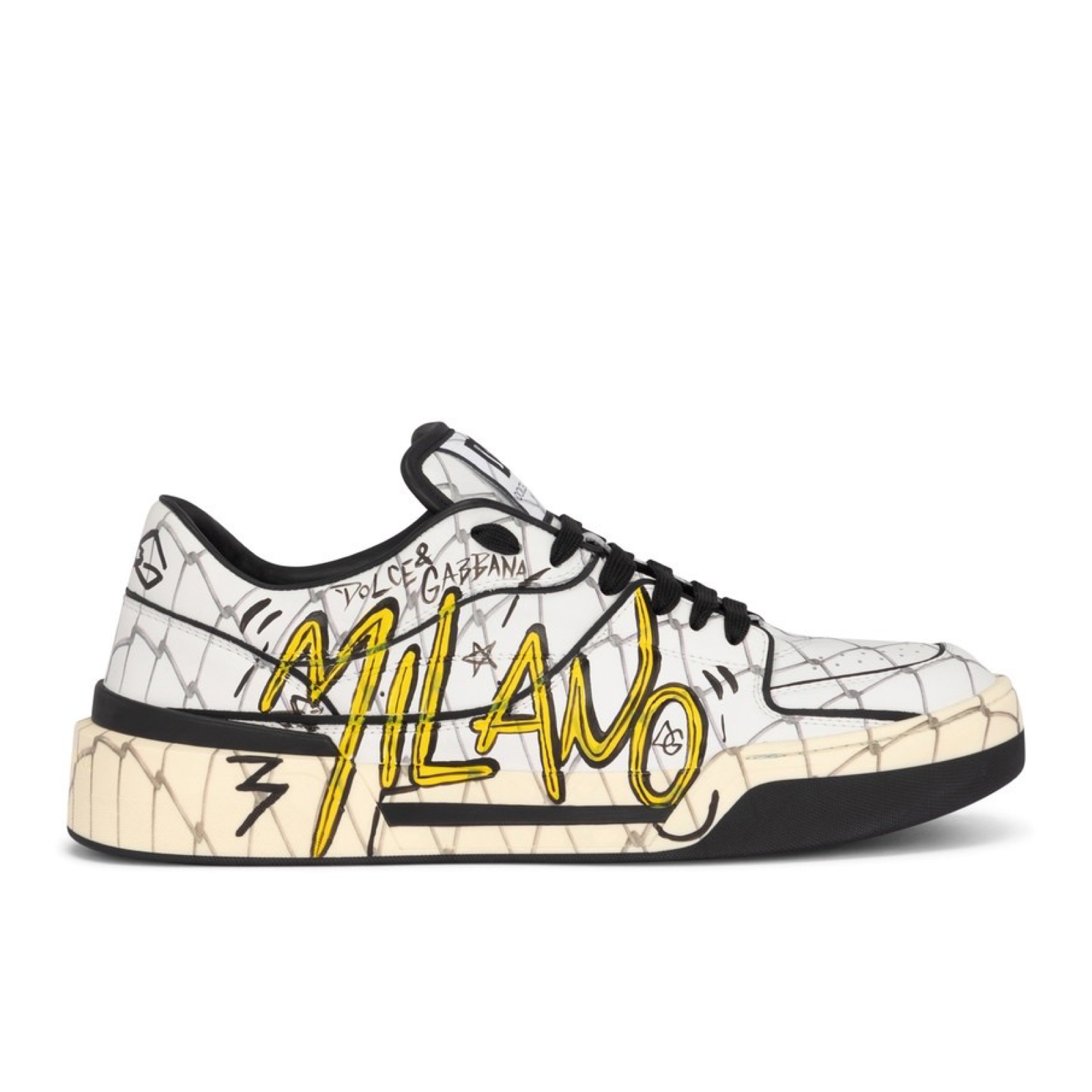 Dolce & Gabbana New Roma Printed Men Sneakers Lateral View