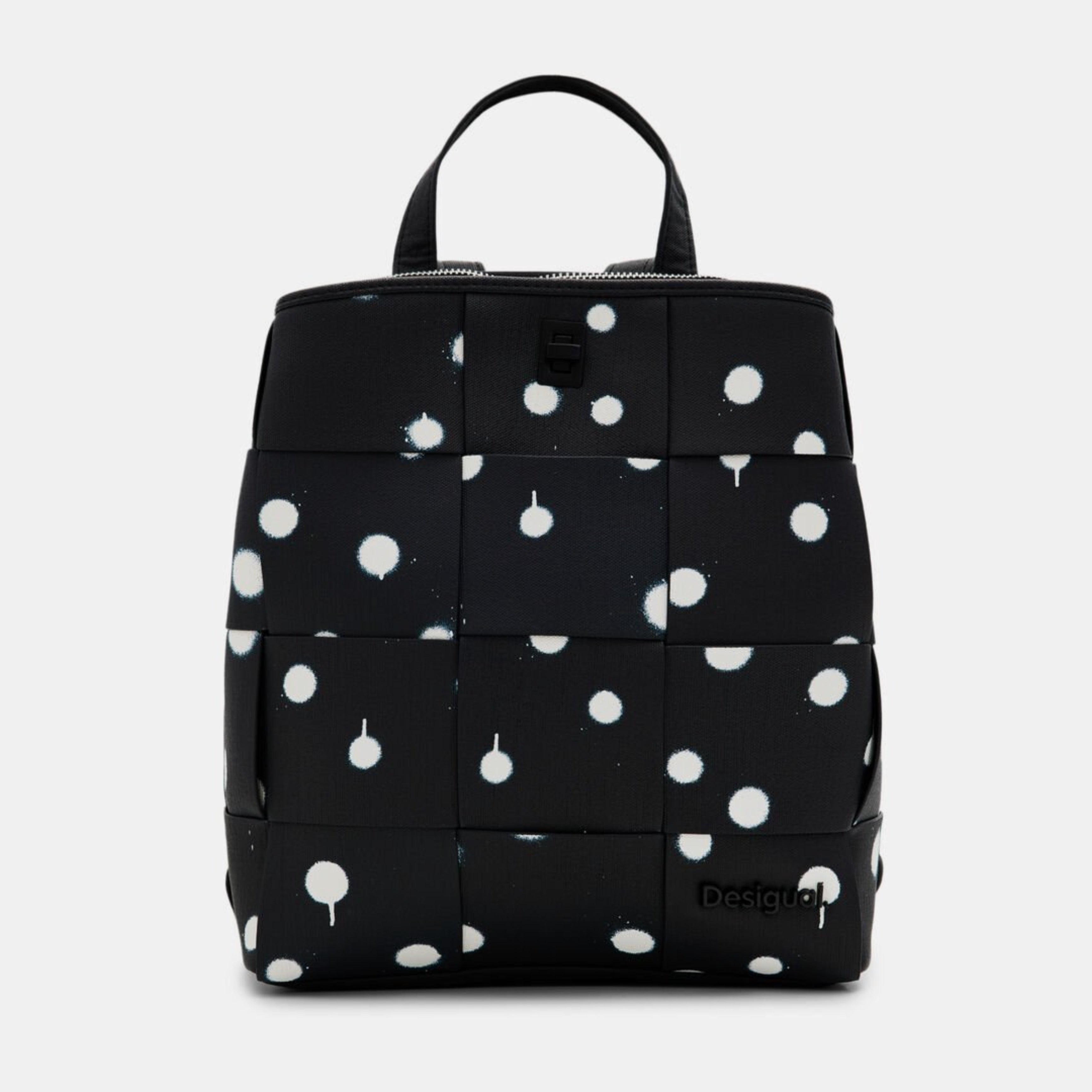 Дамска раница в черно на бели точки Women’s S woven droplets rucksack Desigual 24SAKP132000U